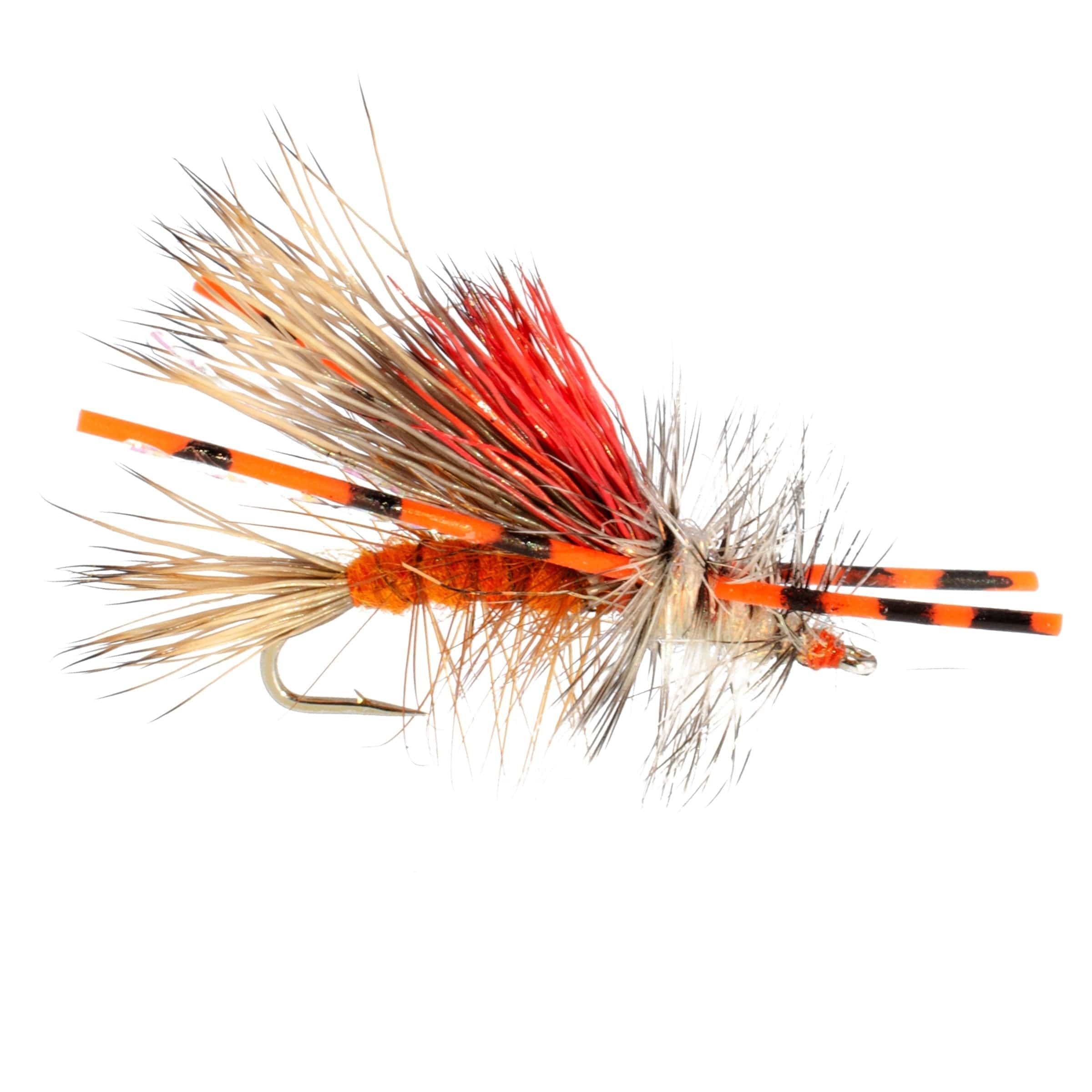 The Fly Fishing Place Trout Dry Flies Kaufmann's Orange Crystal Stimulator Rubber Legs Dry Fly - 6 Flies Hook Size 14