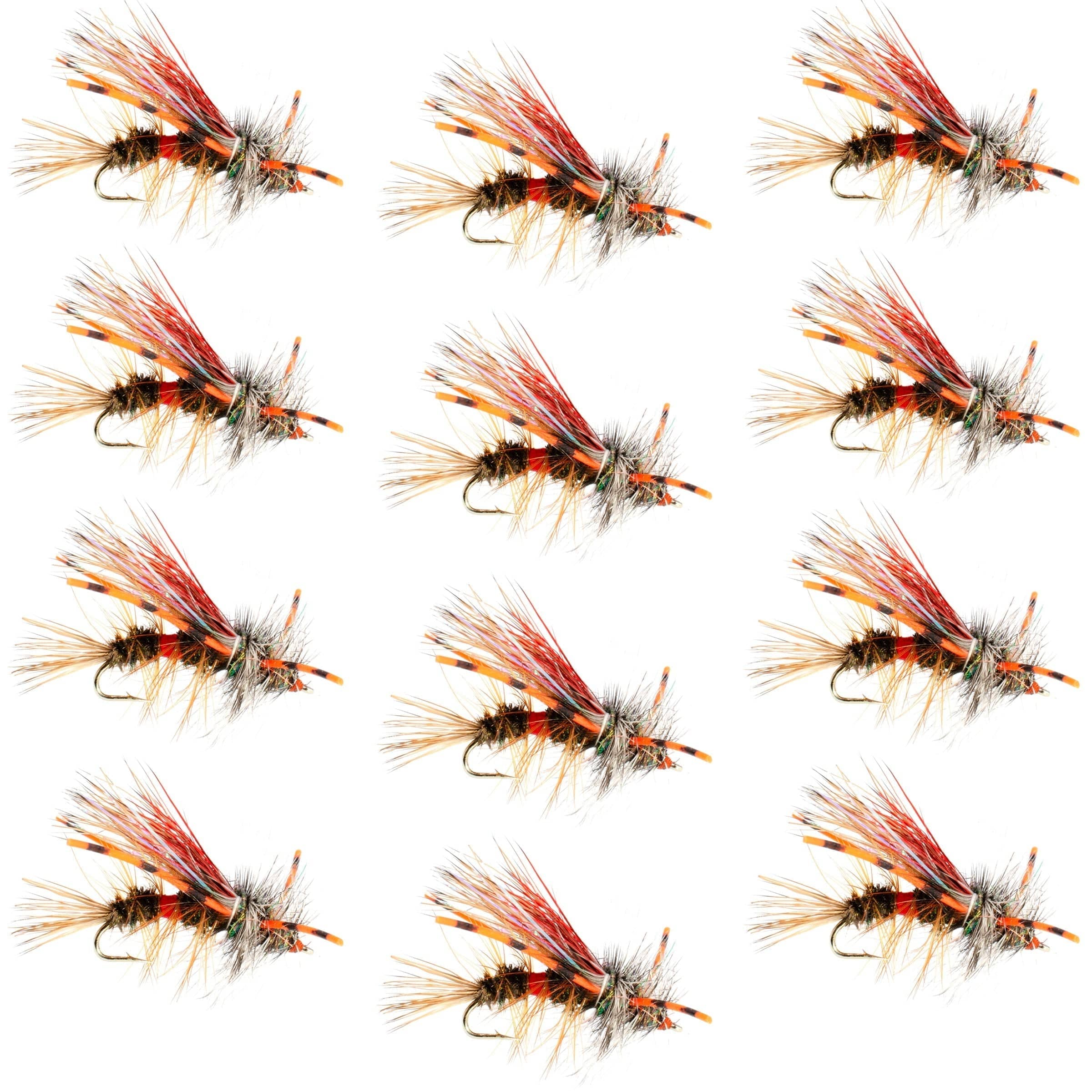 The Fly Fishing Place Trout Dry Flies Kaufmann's Royal Crystal Stimulator Rubber Legs Dry Fly - 1 Dozen Flies Hook Size 10