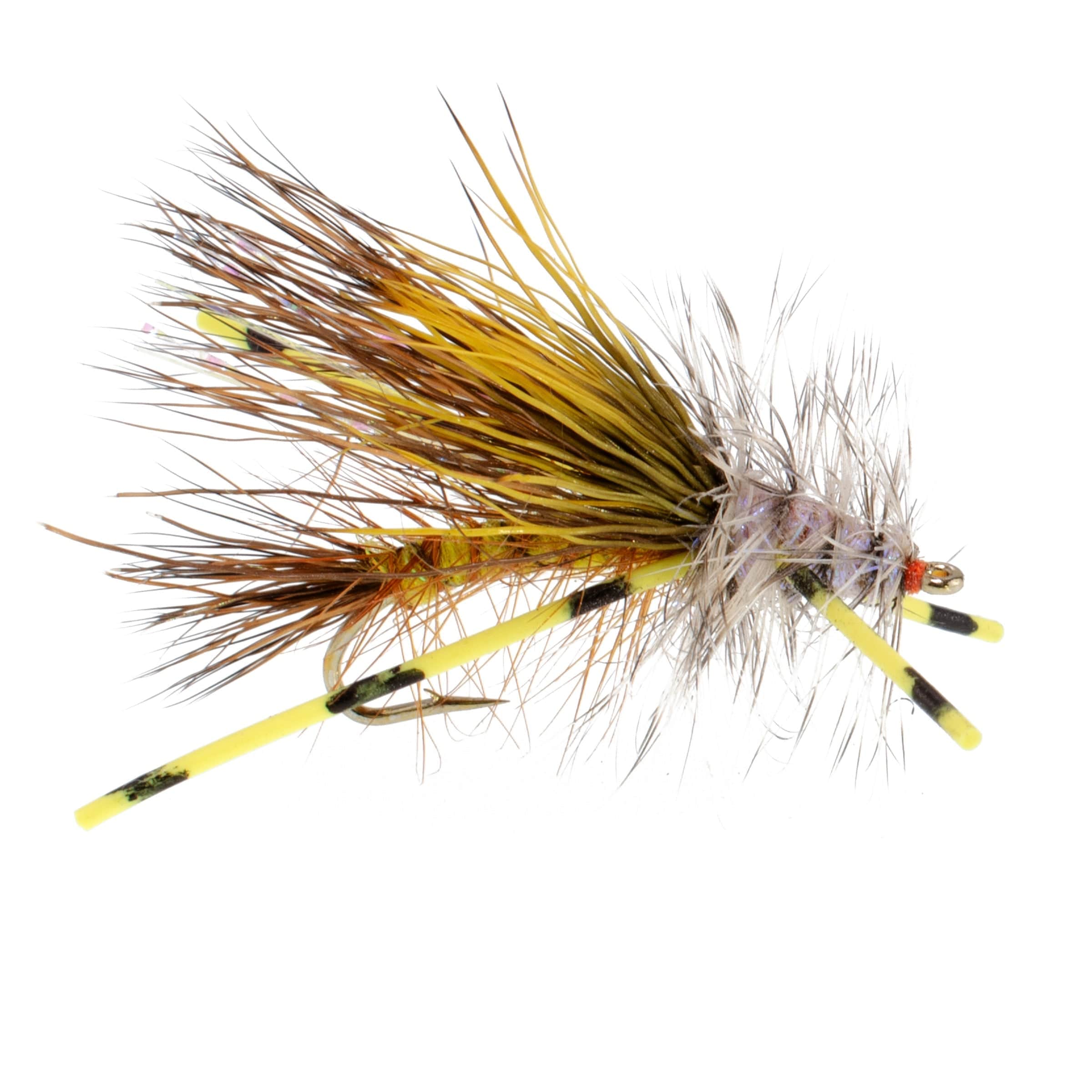 The Fly Fishing Place Trout Dry Flies Kaufmann's Yellow Crystal Stimulator Rubber Legs Dry Fly - 6 Flies Hook Size 10