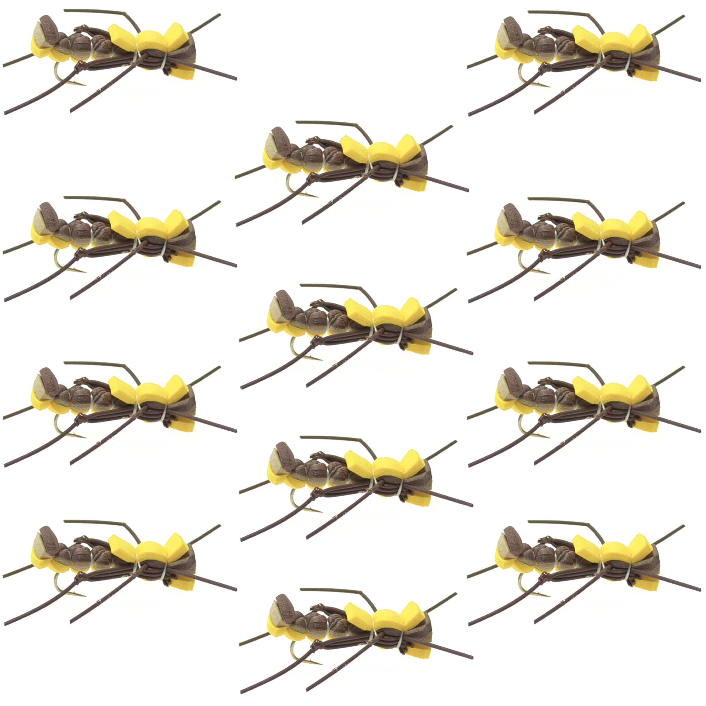 The Fly Fishing Place Trout Dry Flies Mantis BLT Foam Body Grasshopper Fly - 1 Dozen Flies Hook Size 10