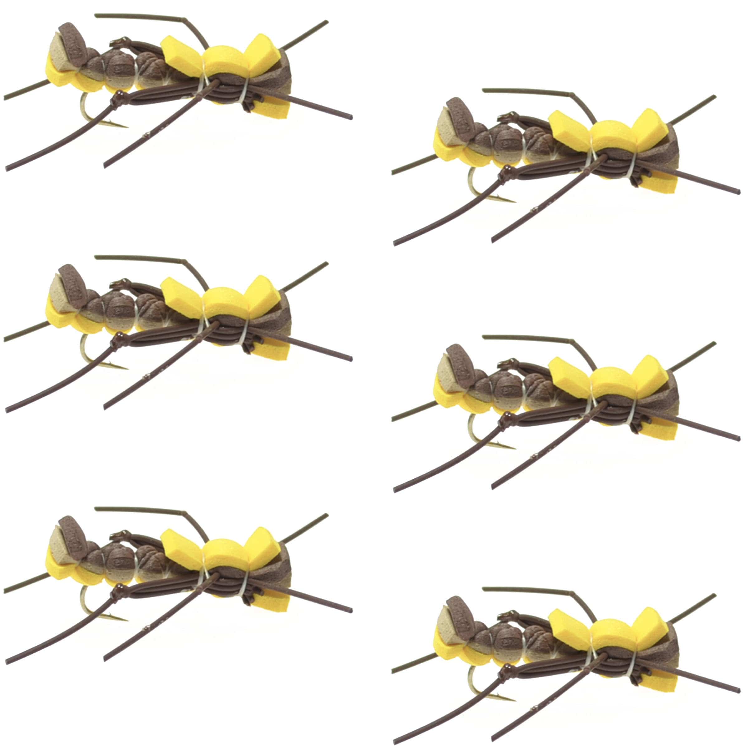 The Fly Fishing Place Trout Dry Flies Mantis BLT Foam Body Grasshopper Fly - 6 Flies Hook Size 10