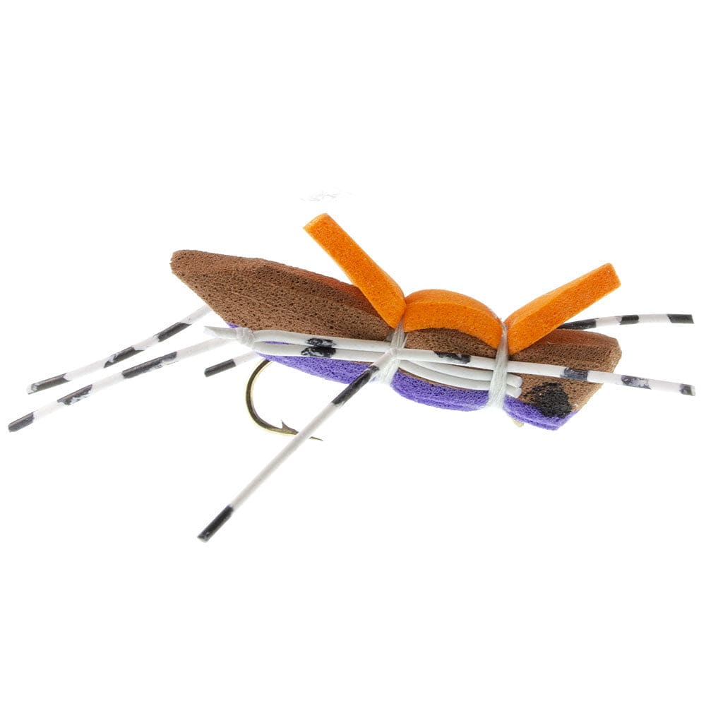 The Fly Fishing Place Trout Dry Flies Moorish Hopper Purple Foam Body Grasshopper Fly - 6 Flies Hook Size 10