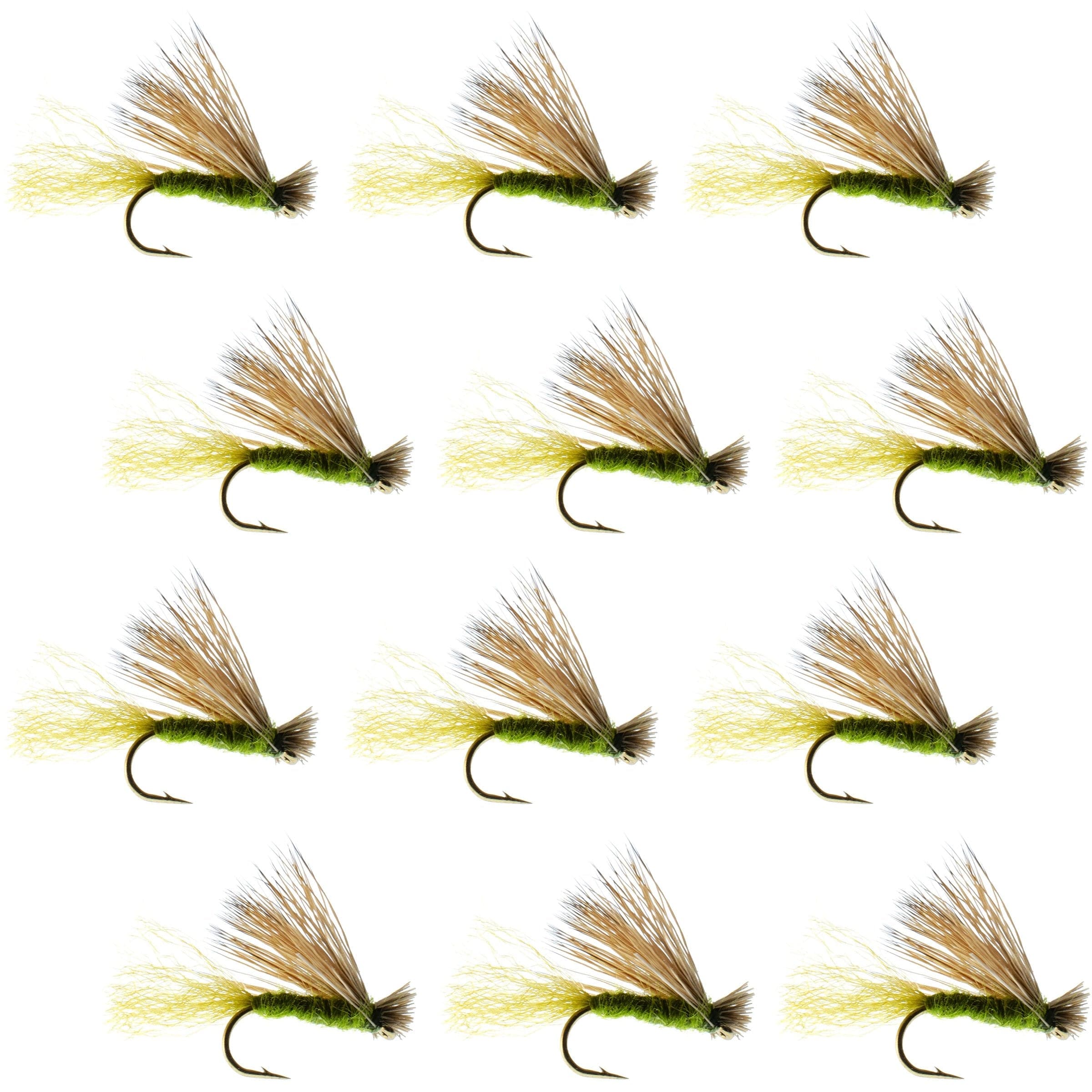 The Fly Fishing Place Trout Dry Flies Olive X Caddis Emerging Caddis Adult Trout Dry Fly - 1 Dozen Flies Hook Size 18