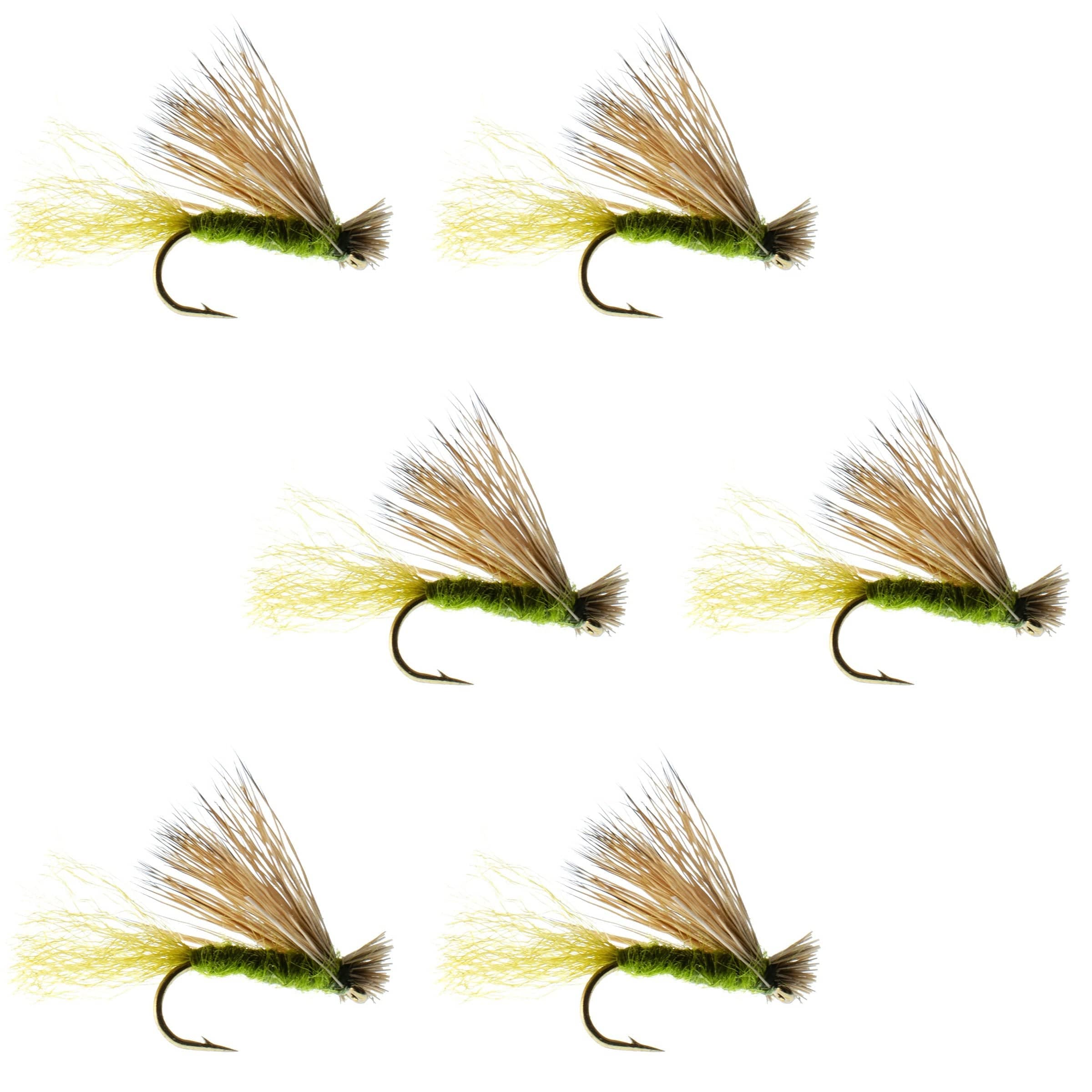 The Fly Fishing Place Trout Dry Flies Olive X Caddis Emerging Caddis Adult Trout Dry Fly - 6 Flies Hook Size 16