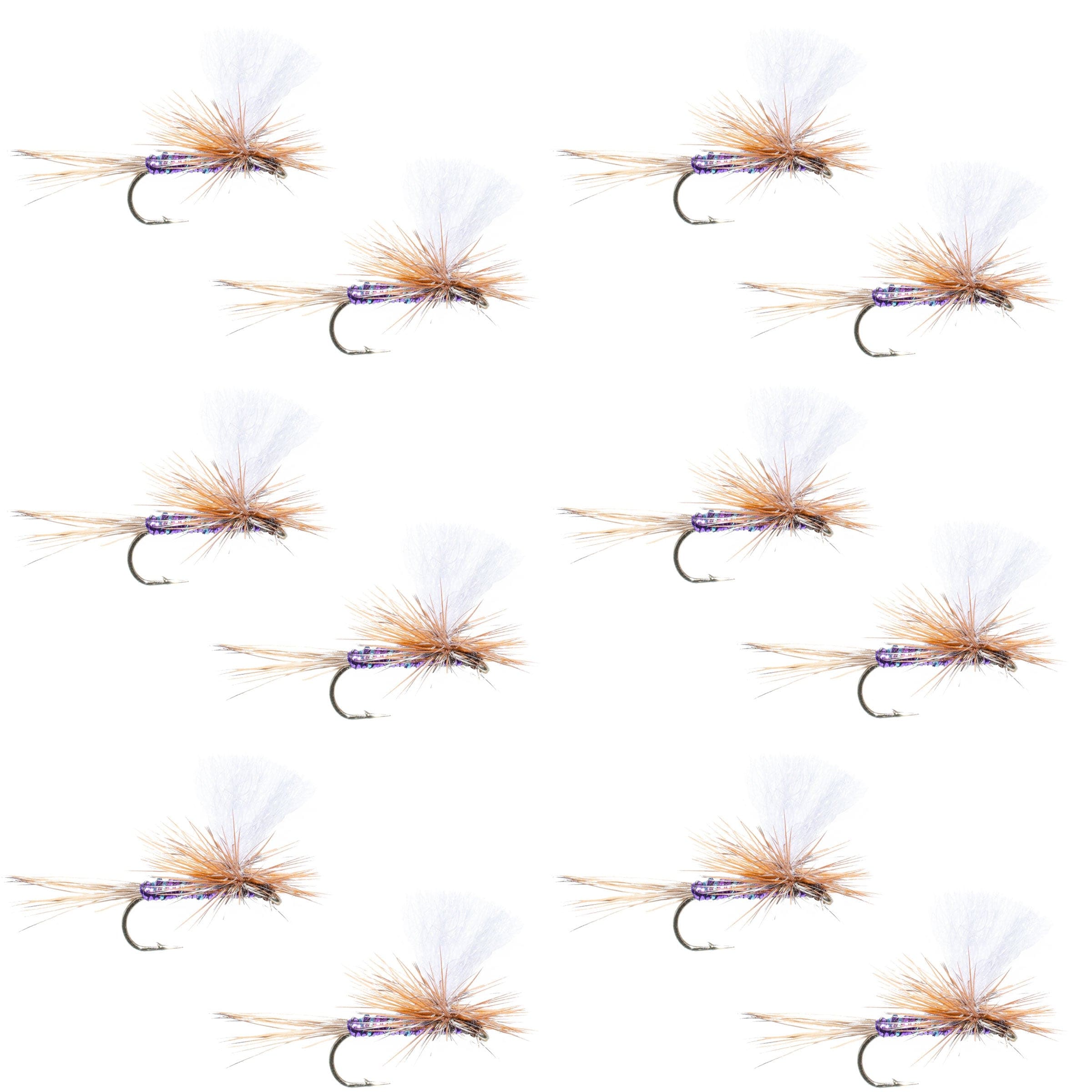 The Fly Fishing Place Trout Dry Flies Parachute Super Flash Purple Haze Dry Fly - 12 Flies Size 18