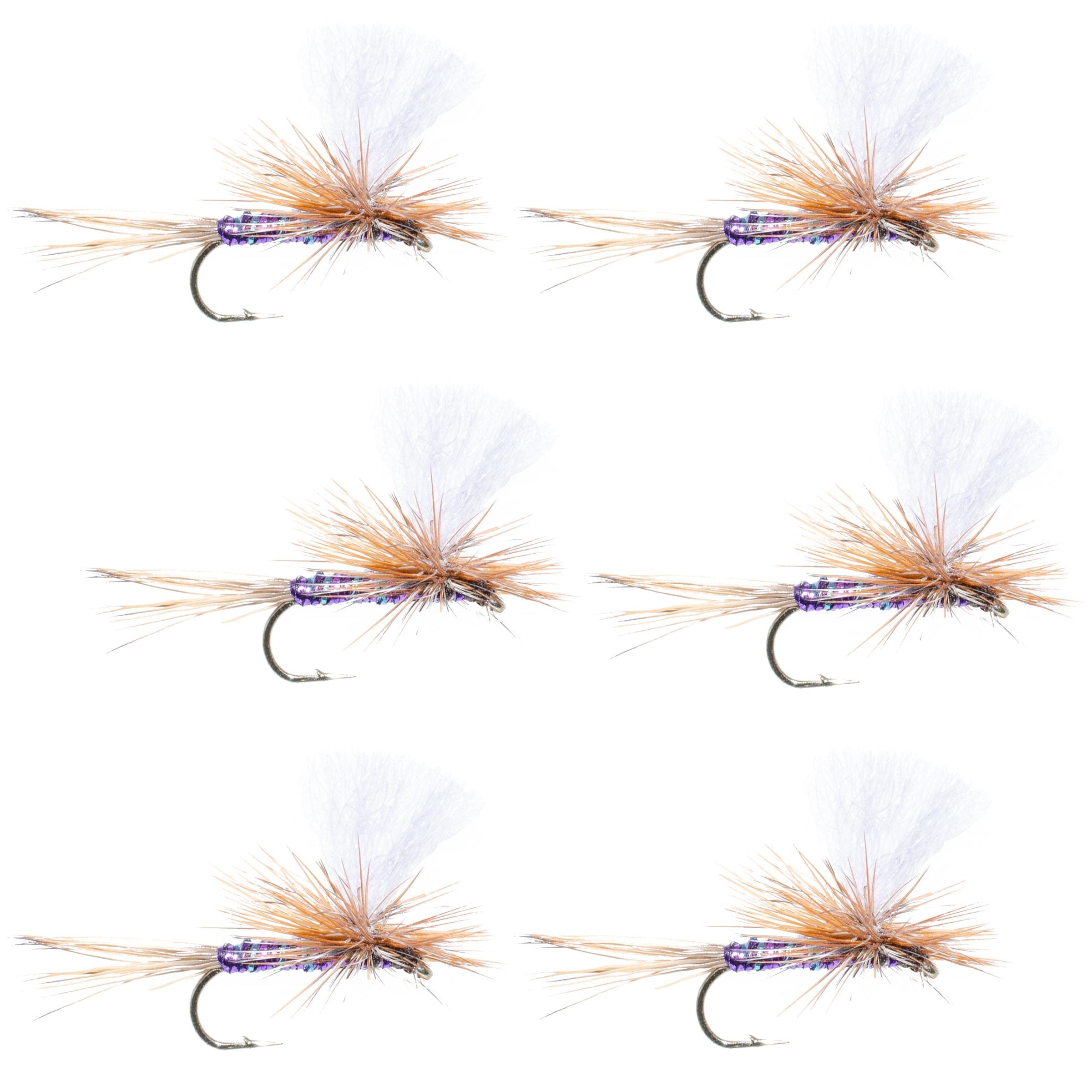 The Fly Fishing Place Trout Dry Flies Parachute Super Flash Purple Haze Dry Fly - 6 Flies Size 16