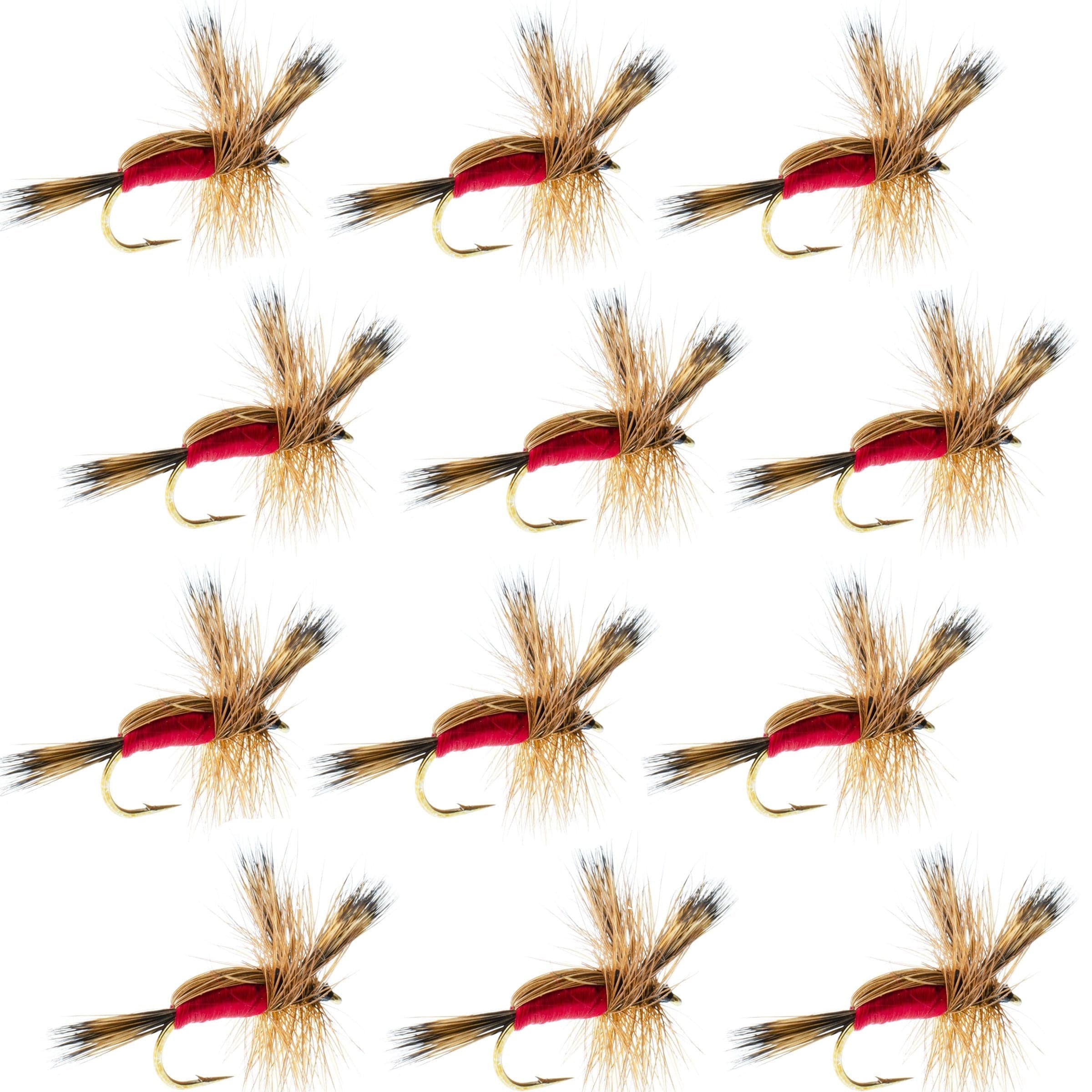 The Fly Fishing Place Trout Dry Flies Red Humpy Classic Hair Wing Dry Fly - 1 Dozen Flies Hook Size 14