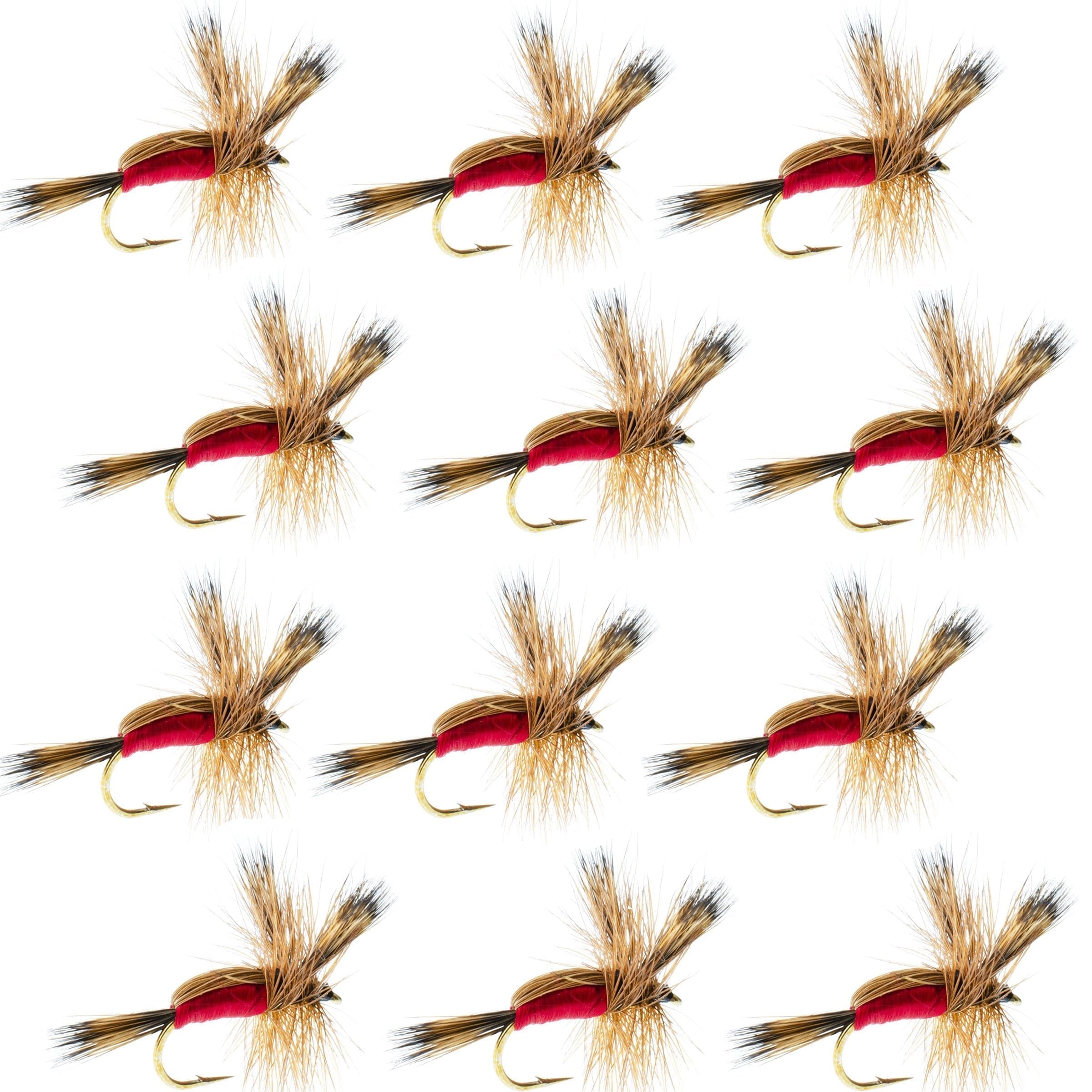 The Fly Fishing Place Trout Dry Flies Red Humpy Classic Hair Wing Dry Fly - 1 Dozen Flies Hook Size 16