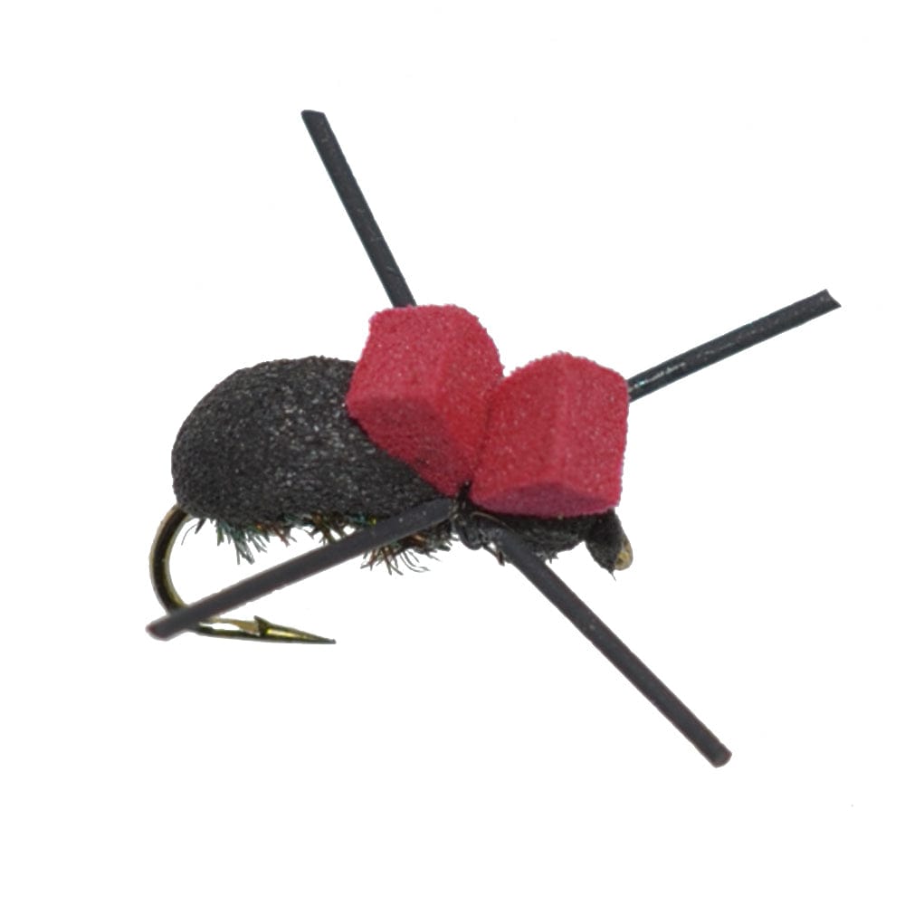 The Fly Fishing Place Trout Dry Flies Red Top Black Foam Beetle Terrestrial Trout Dry Fly Fishing Flies - 1 Dozen Flies Size 14