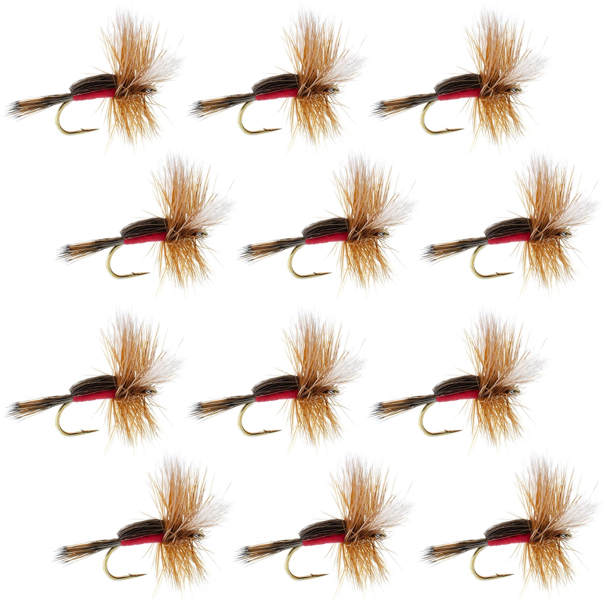 The Fly Fishing Place Trout Dry Flies Royal Humpy Classic Hair Wing Dry Fly - 1 Dozen Flies Hook Size 10