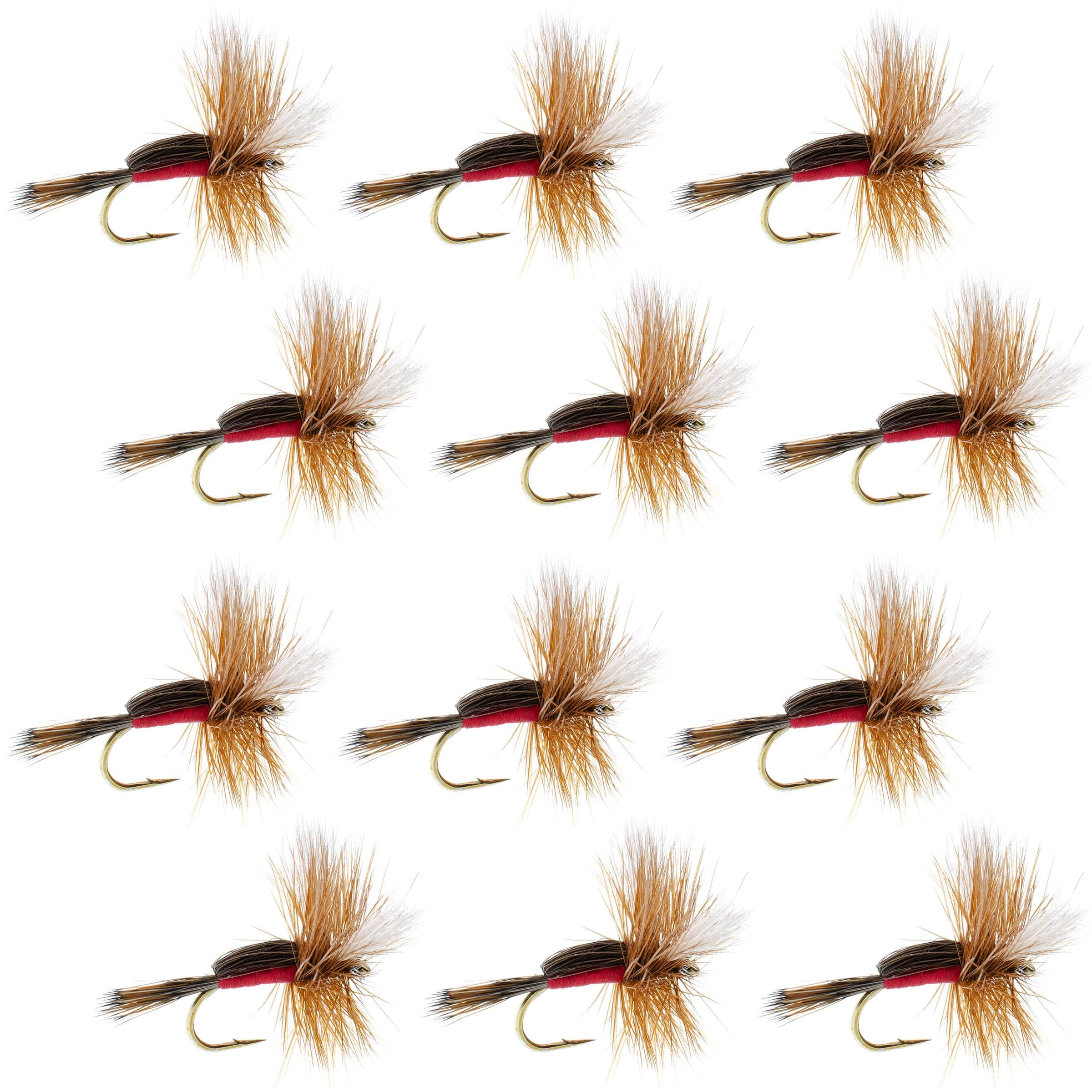The Fly Fishing Place Trout Dry Flies Royal Humpy Classic Hair Wing Dry Fly - 1 Dozen Flies Hook Size 8