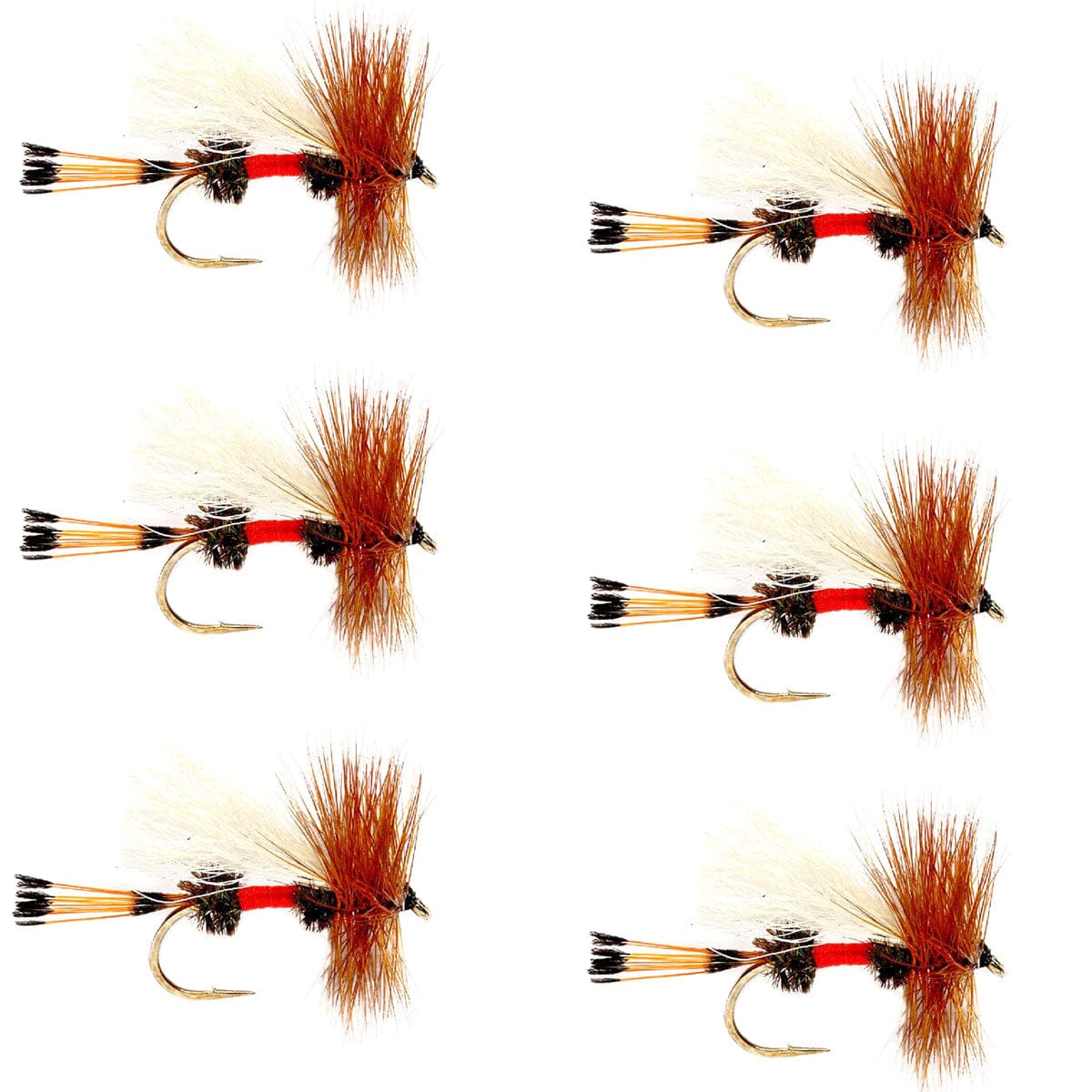 The Fly Fishing Place Trout Dry Flies Royal Trude Classic Hair Wing Dry Fly -6 Flies Hook Size 10