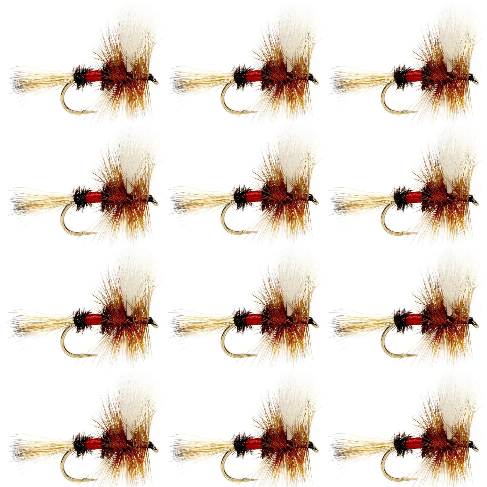The Fly Fishing Place Trout Dry Flies Royal Wulff Classic Trout Dry Fly Fishing Flies - Set of 12 Flies Size 12 - One Dozen