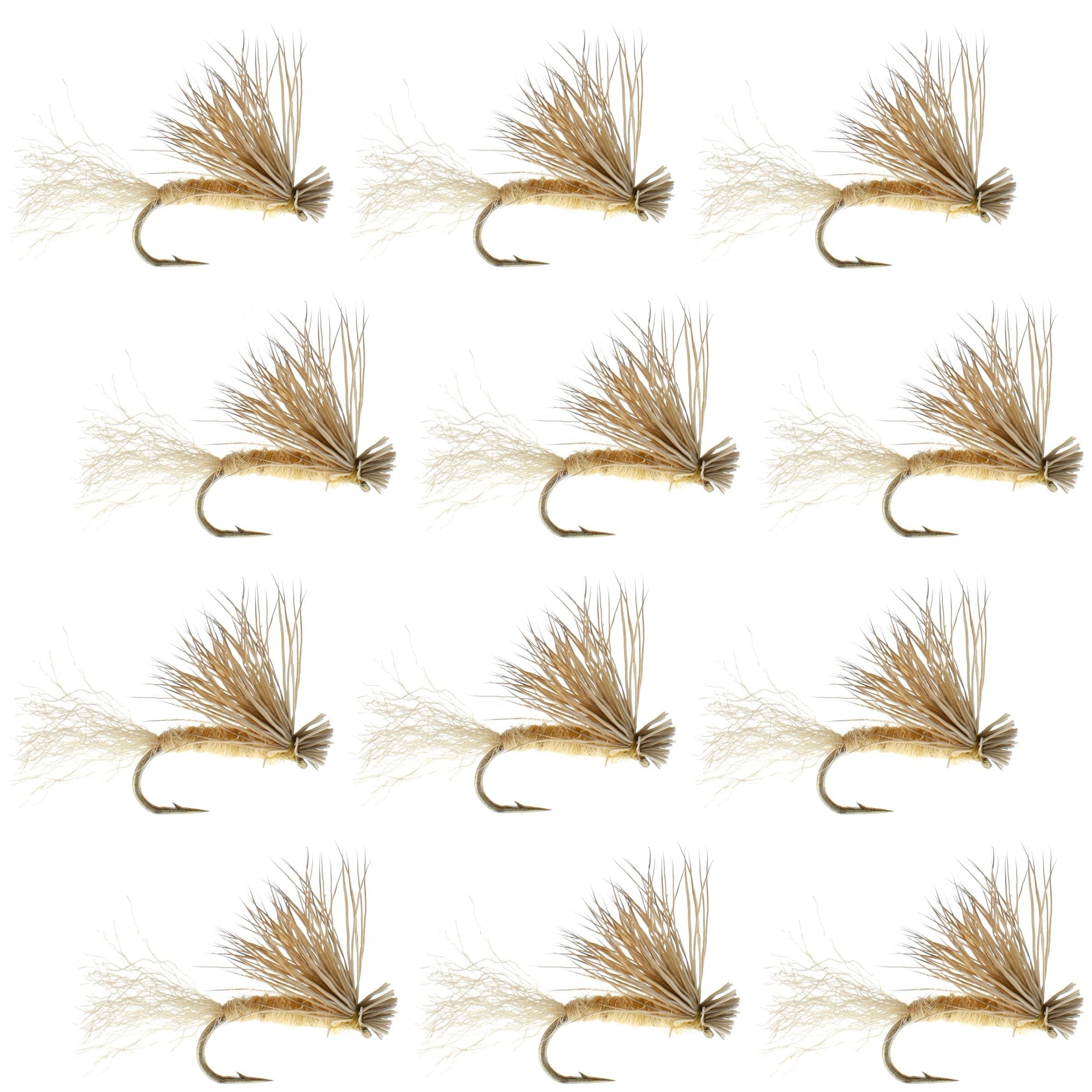 The Fly Fishing Place Trout Dry Flies Tan X Caddis Emerging Caddis Adult Trout Dry Fly - 1 Dozen Flies Hook Size 18