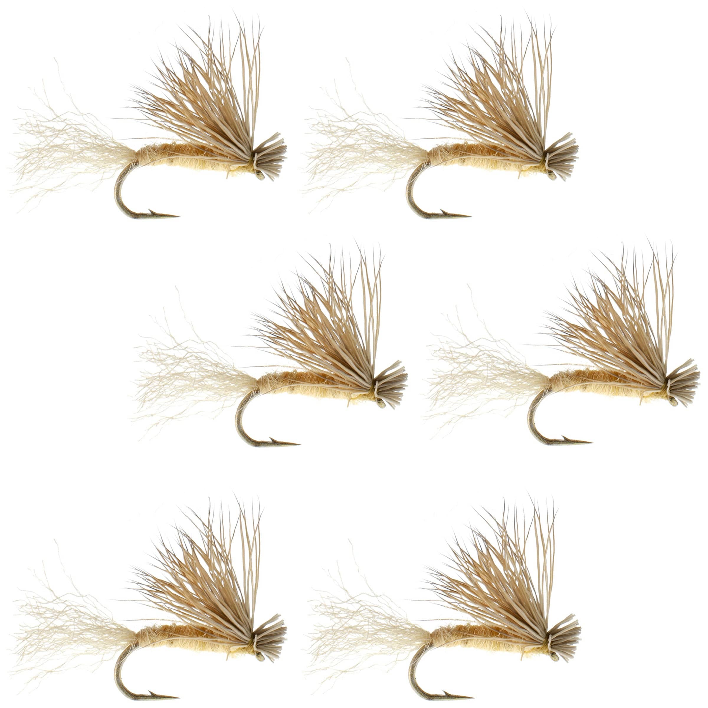 The Fly Fishing Place Trout Dry Flies Tan X Caddis Emerging Caddis Adult Trout Dry Fly - 6 Flies Hook Size 14