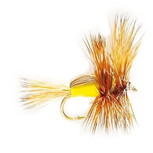 The Fly Fishing Place Trout Dry Flies Yellow Humpy Classic Hair Wing Dry Fly - 1 Dozen Flies Hook Size 16