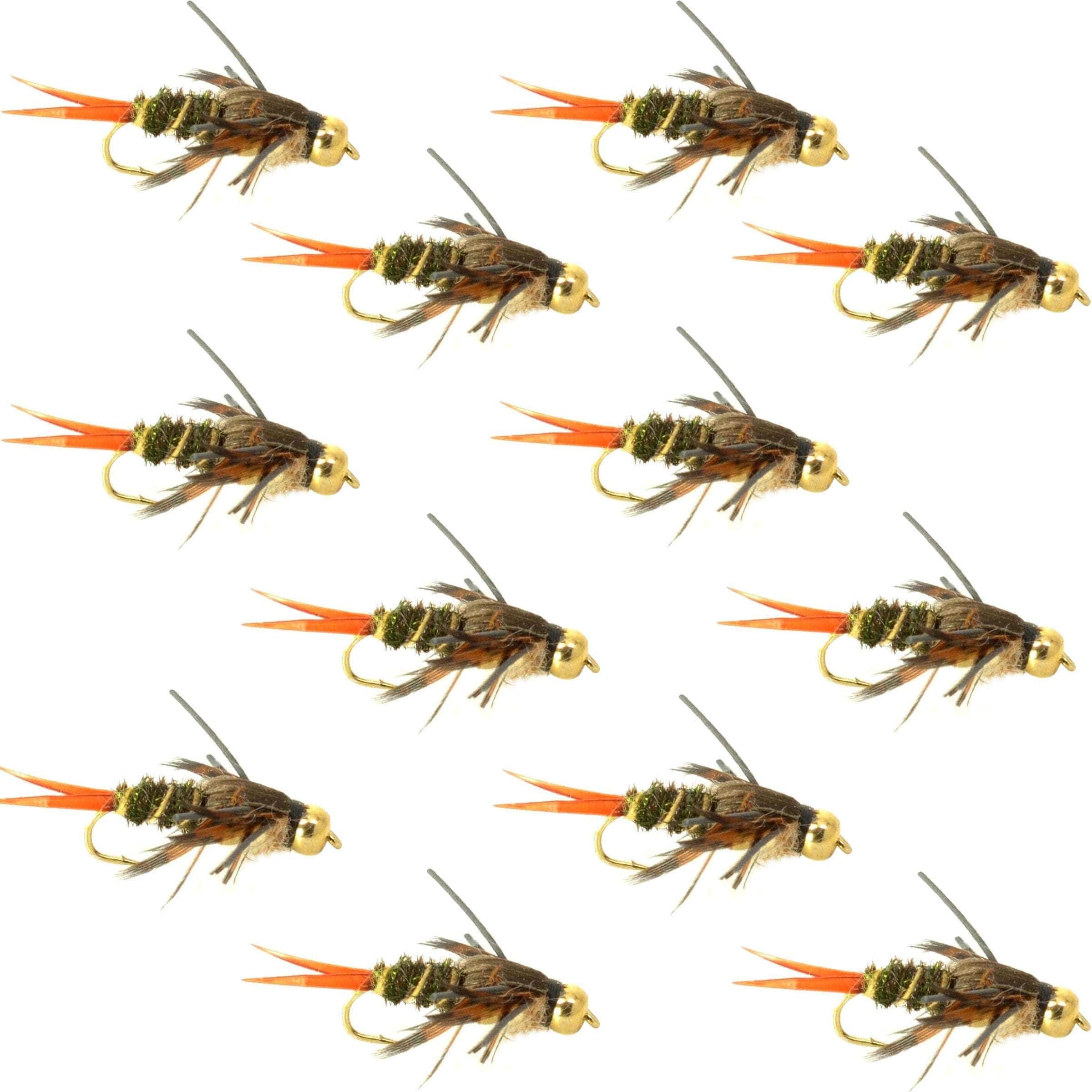 The Fly Fishing Place Trout Nymph Flies Double Bead Twenty Incher Nymph Fly Fishing Flies - 1 Dozen Flies Hook Size 8