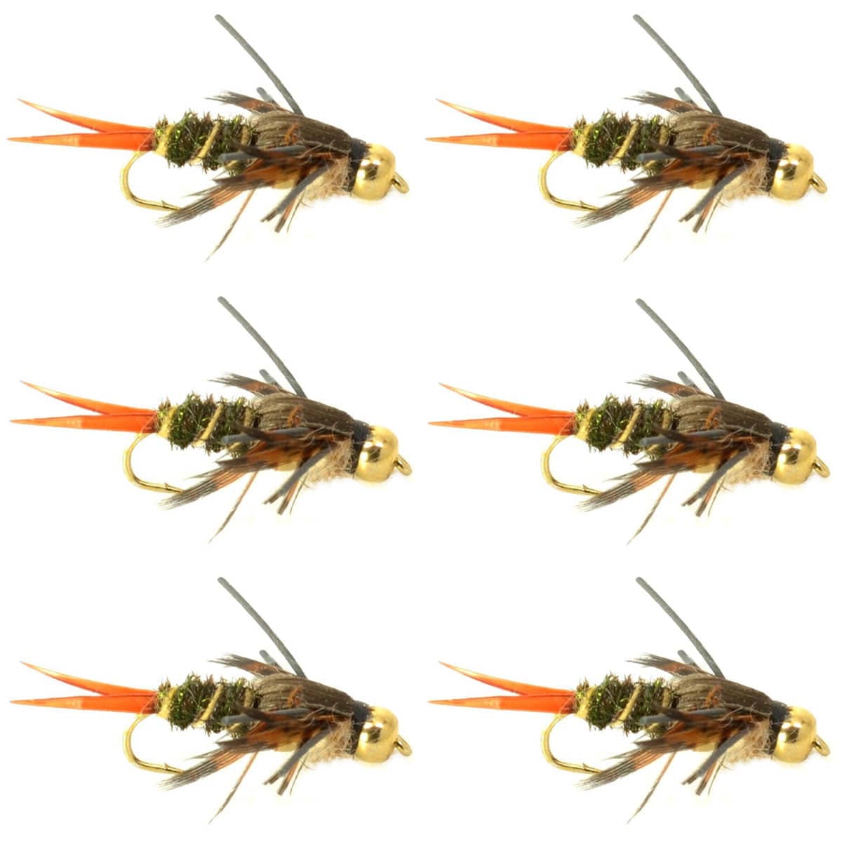 The Fly Fishing Place Trout Nymph Flies Double Bead Twenty Incher Nymph Fly Fishing Flies - 6 Flies Hook Size 8