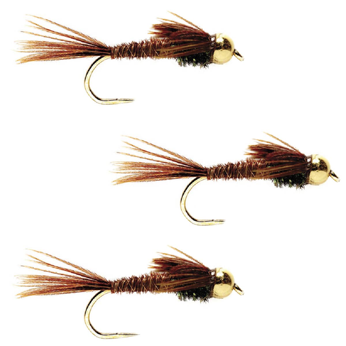 The Fly Fishing Place Trout Wet Flies 3 Pack Barbless Bead Head Pheasant Tail Nymph Fly Hook Size 10