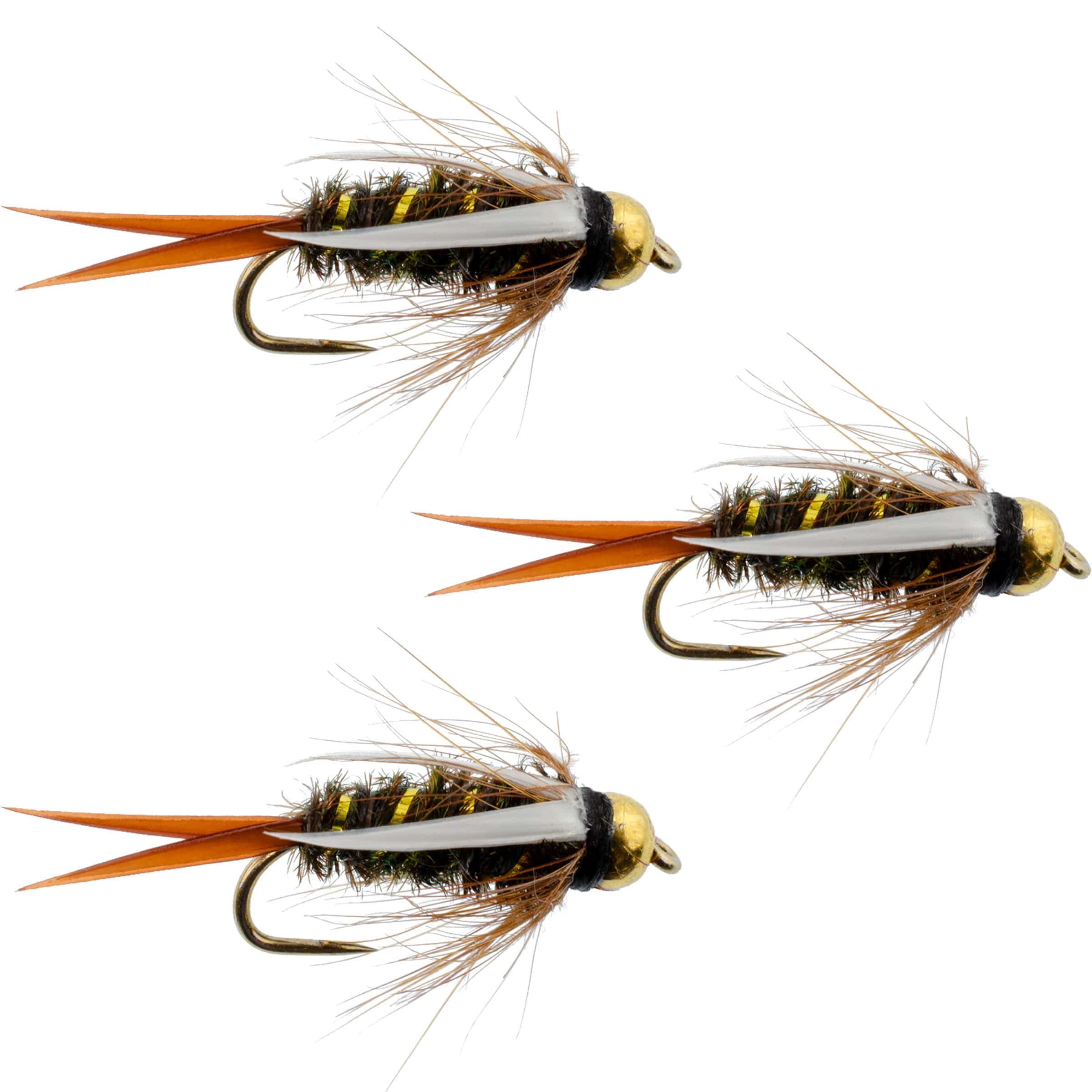The Fly Fishing Place Trout Wet Flies 3 Pack Barbless Bead Head Prince Nymph Fly Fishing Flies - Hook Size 10
