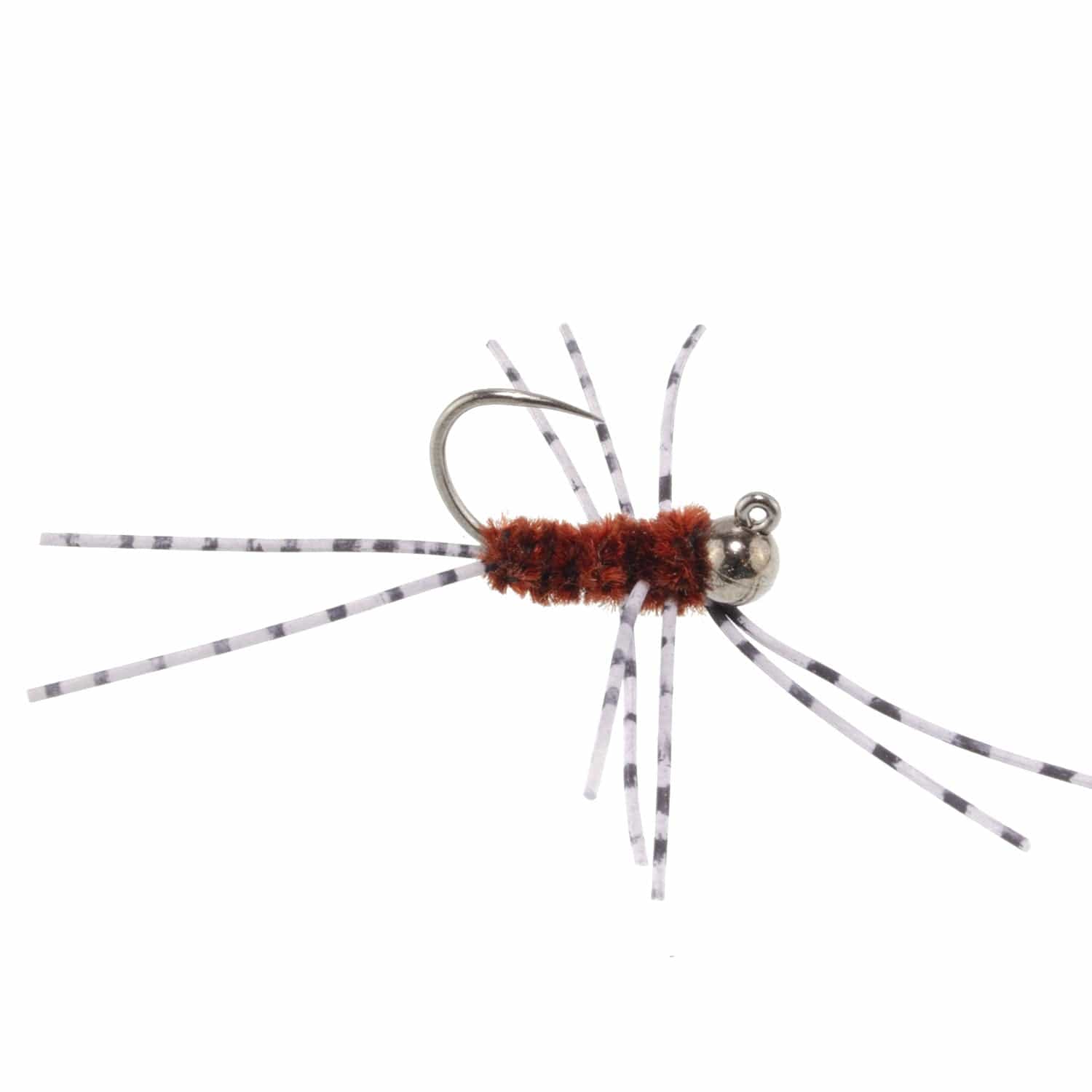 The Fly Fishing Place Trout Wet Flies 3 Pack Barbless Pat's Barred Rubber Legs Tungsten Bead Jigged Brown Euro Nymph - Hook Size 6