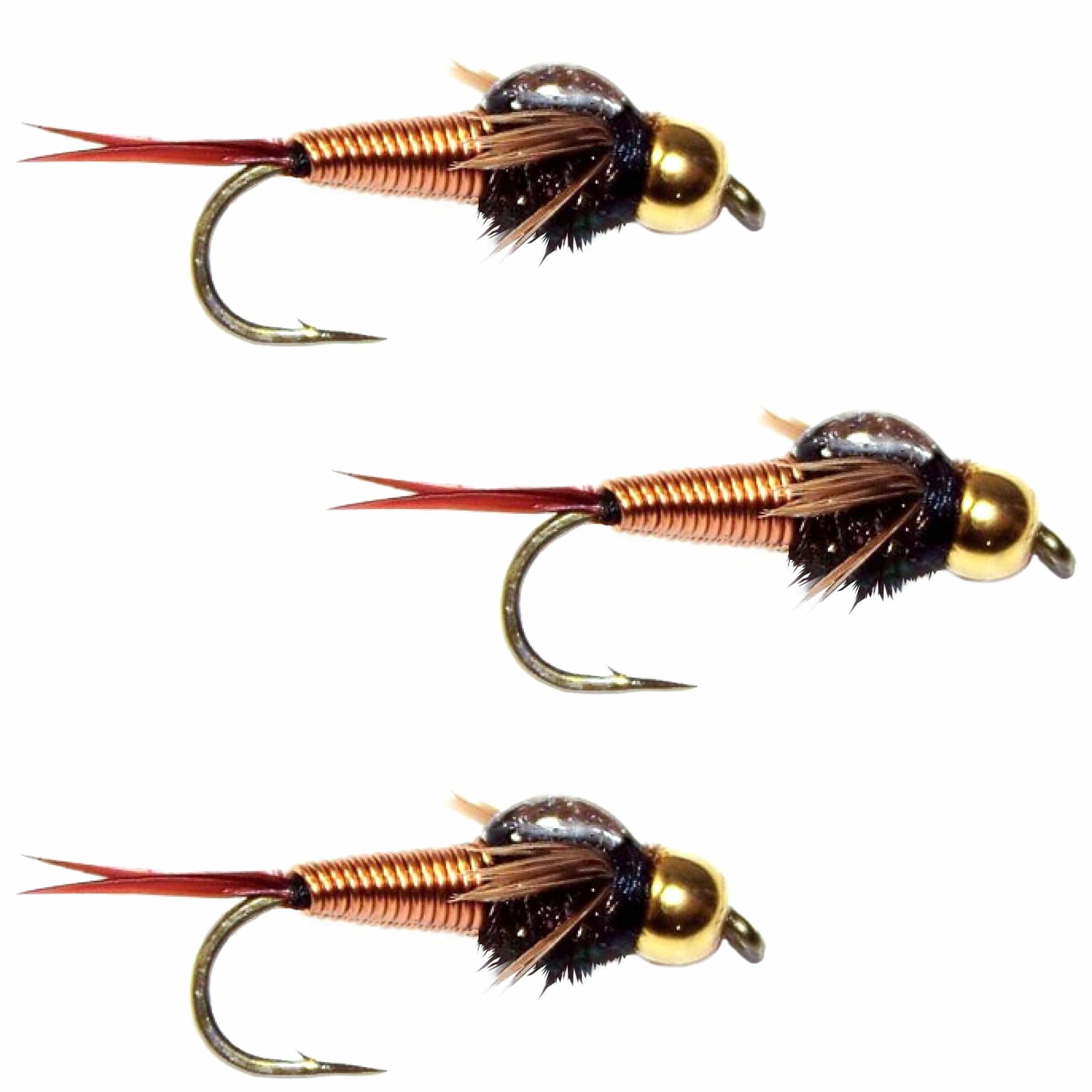 The Fly Fishing Place Trout Wet Flies 3 Pack Bead Head Copper John Nymph Fly Fishing Flies -  Hook Size 18