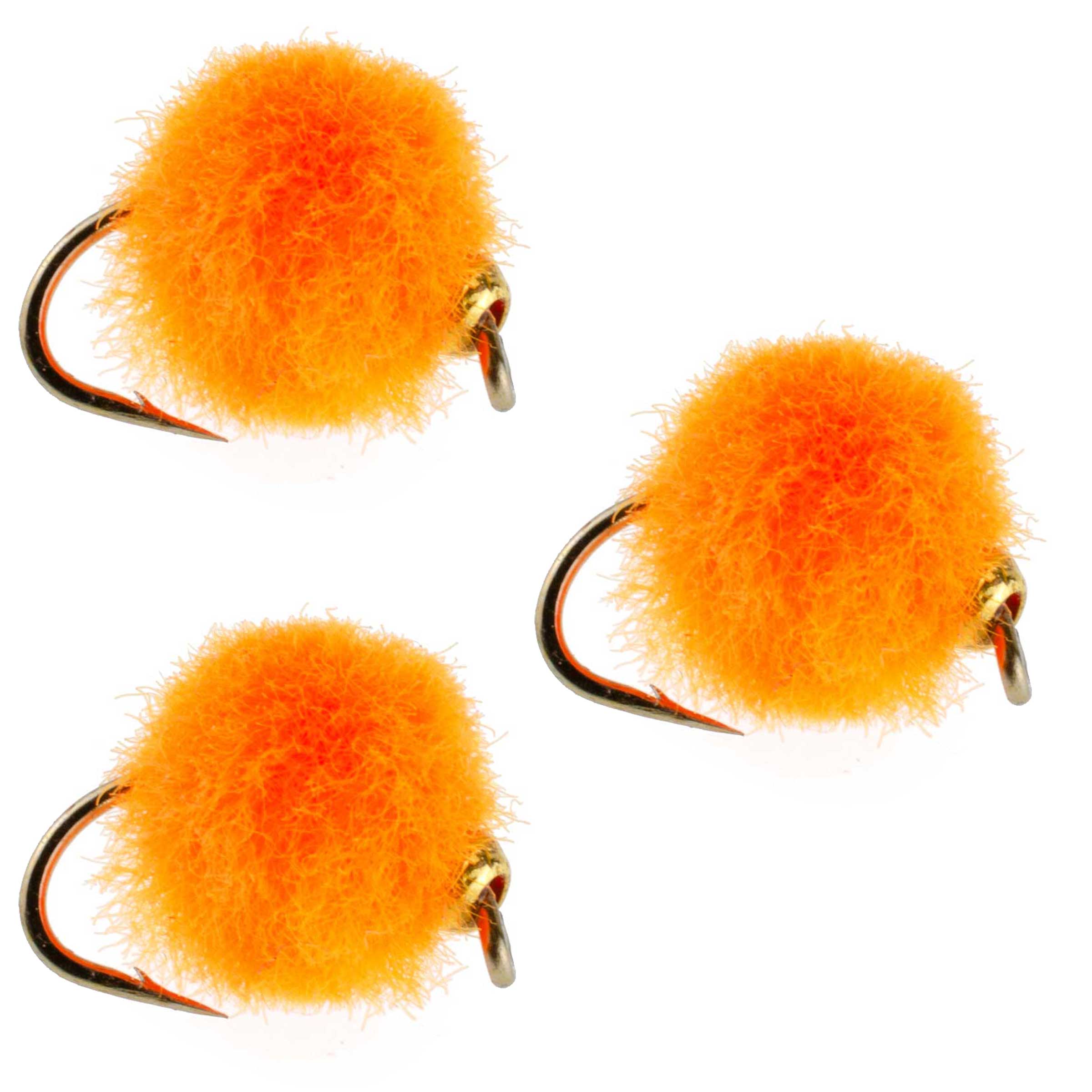 The Fly Fishing Place Trout Wet Flies 3 Pack Bead Head Hot Orange Egg Fly Fishing Flies - Hook Size 16