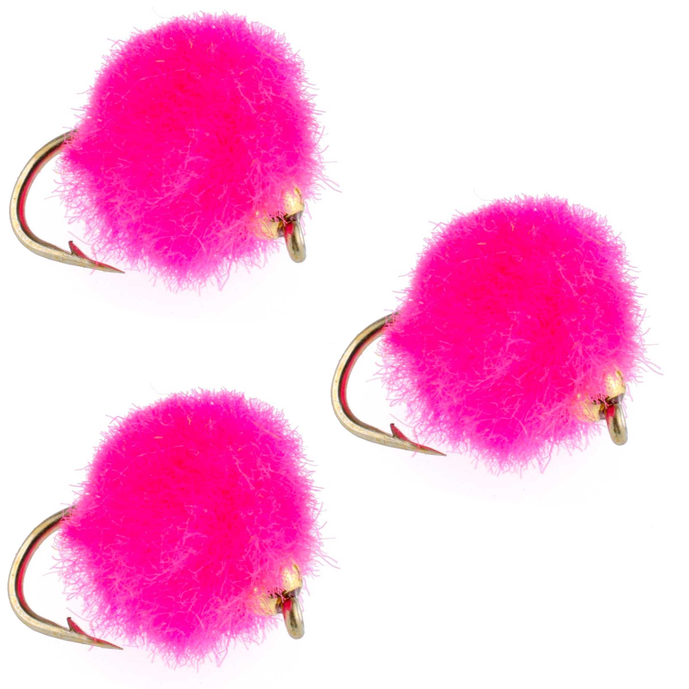 The Fly Fishing Place Trout Wet Flies 3 Pack Bead Head Hot Pink Egg Fly Fishing Flies -Hook Size 16