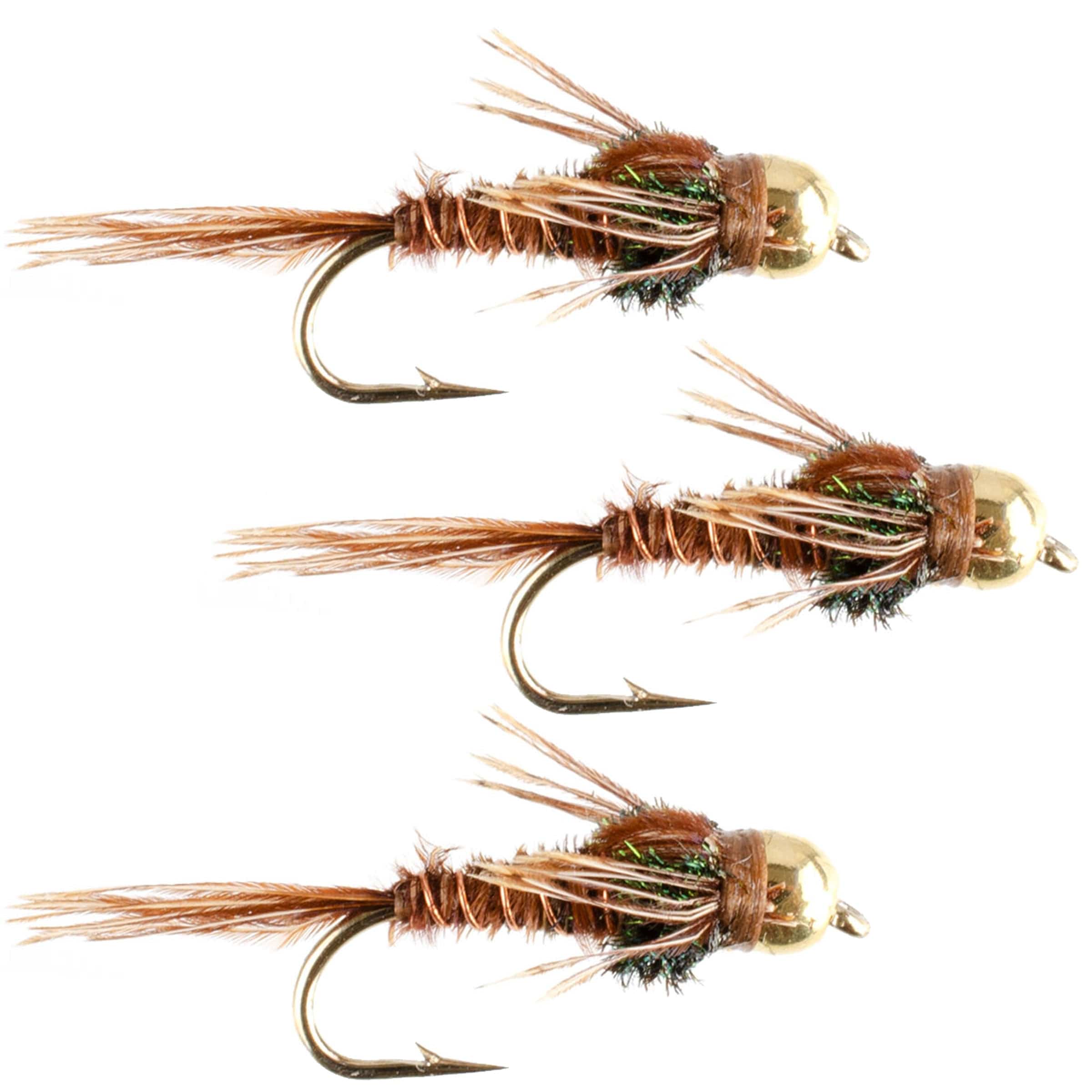 The Fly Fishing Place Trout Wet Flies 3 Pack Bead Head Pheasant Tail Nymph Hook Size 10 Fly Fishing Flies