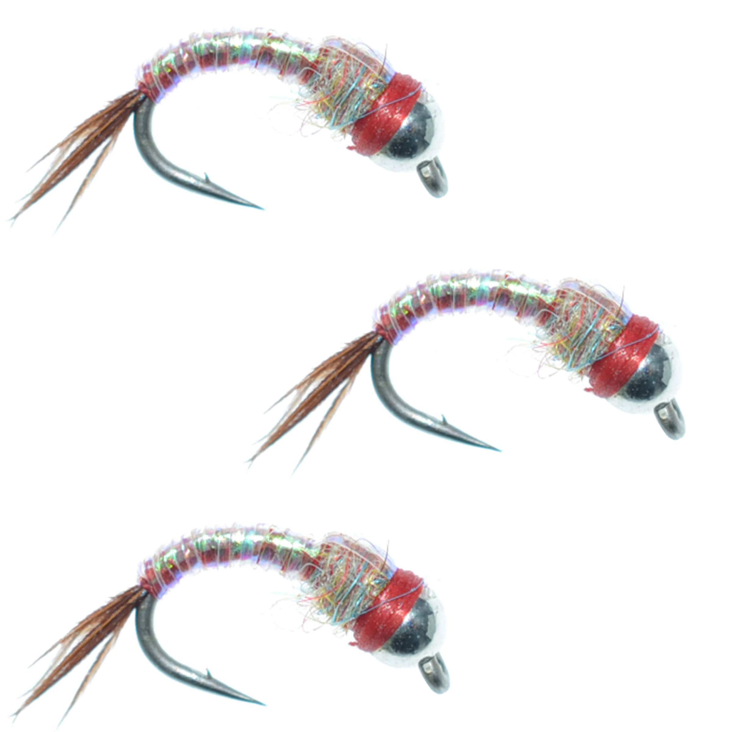 The Fly Fishing Place Trout Wet Flies 3 Pack Bead Head Rainbow Warrior Nymph Fly Fishing Flies Hook Size 18