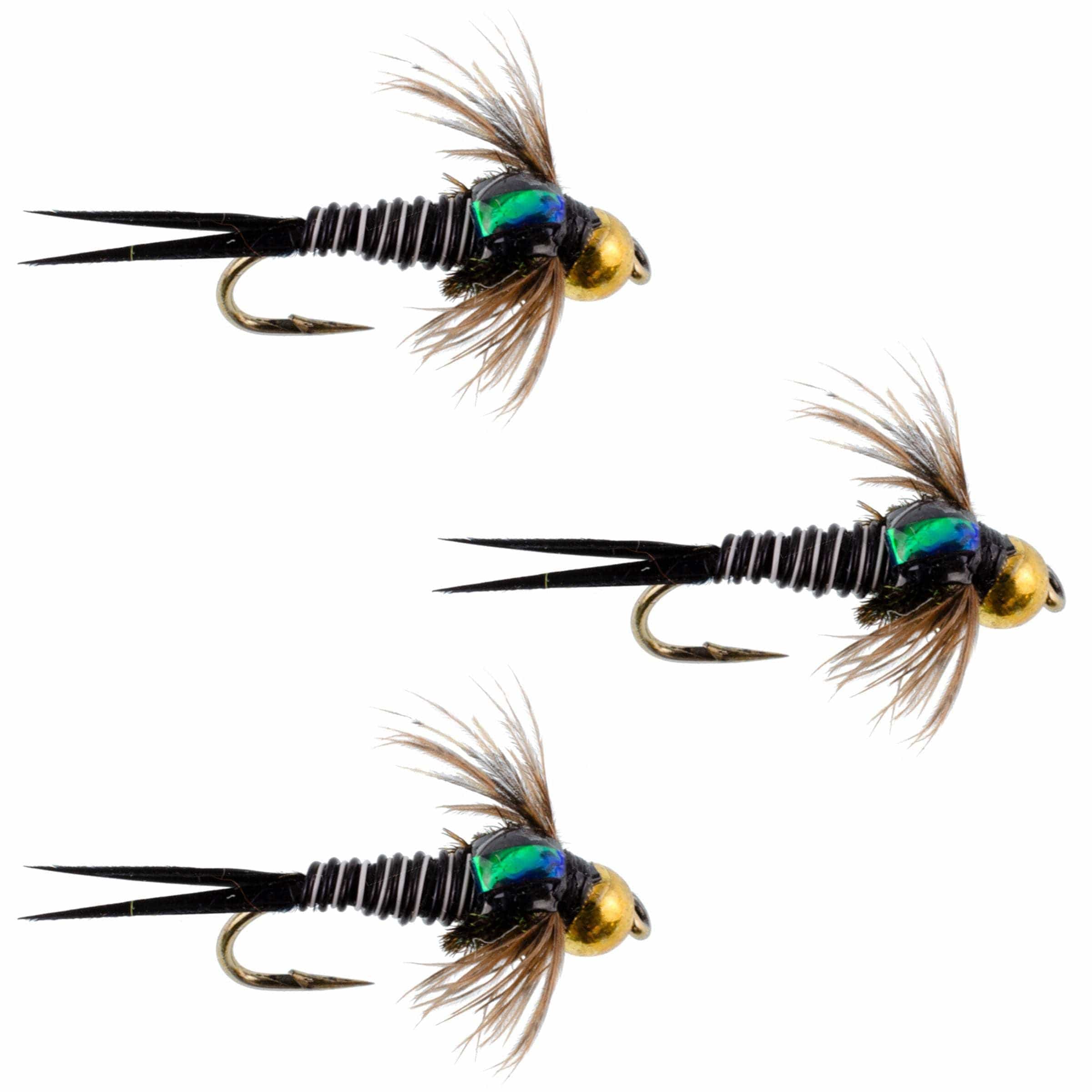 The Fly Fishing Place Trout Wet Flies 3 Pack Bead Head Zebra Copper John Nymph Fly Fishing Flies - Hook Size 12