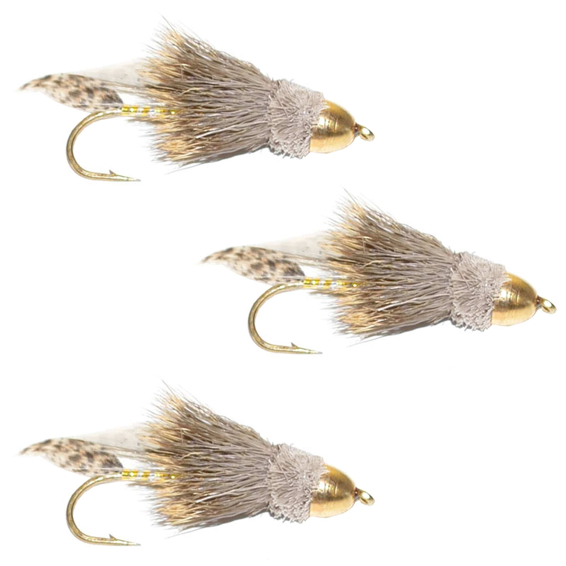 The Fly Fishing Place Trout Wet Flies 3 Pack Cone Head Muddler Minnow Trout and Bass Streamer Fly - Hook Size 4