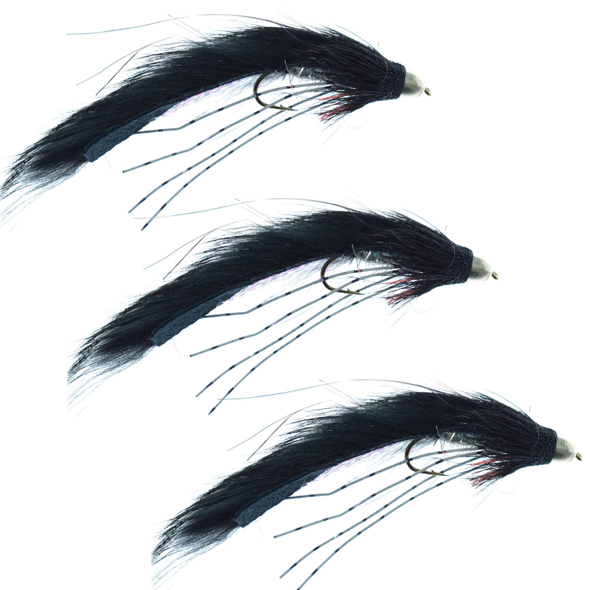 The Fly Fishing Place Trout Wet Flies 3 Pack Cone Head Muddy Buddy Trout and Bass Streamer Fly Lunchables - Black - Hook Size 4