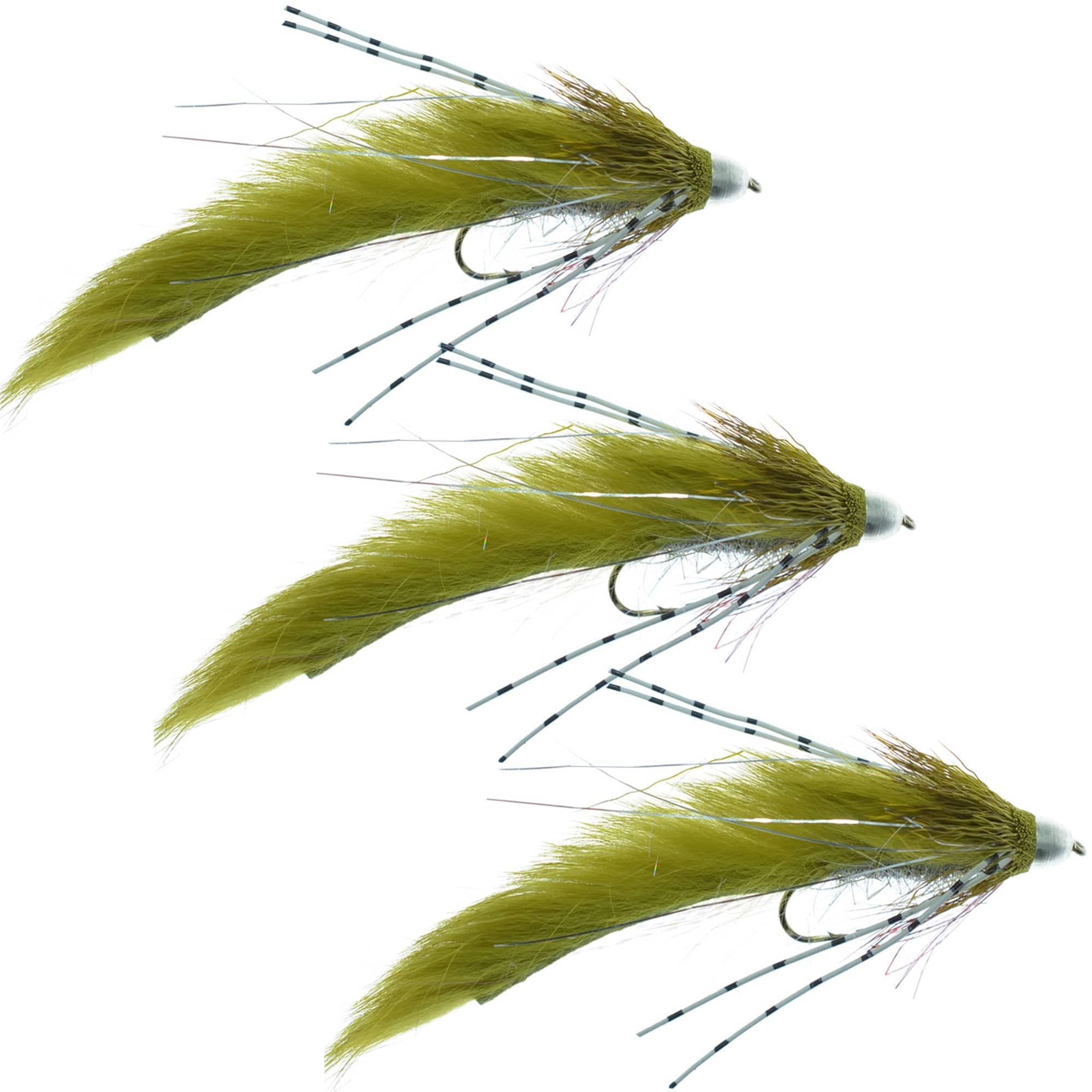 The Fly Fishing Place Trout Wet Flies 3 Pack Cone Head Muddy Buddy Trout and Bass Streamer Fly Lunchables - Olive - Hook Size 4