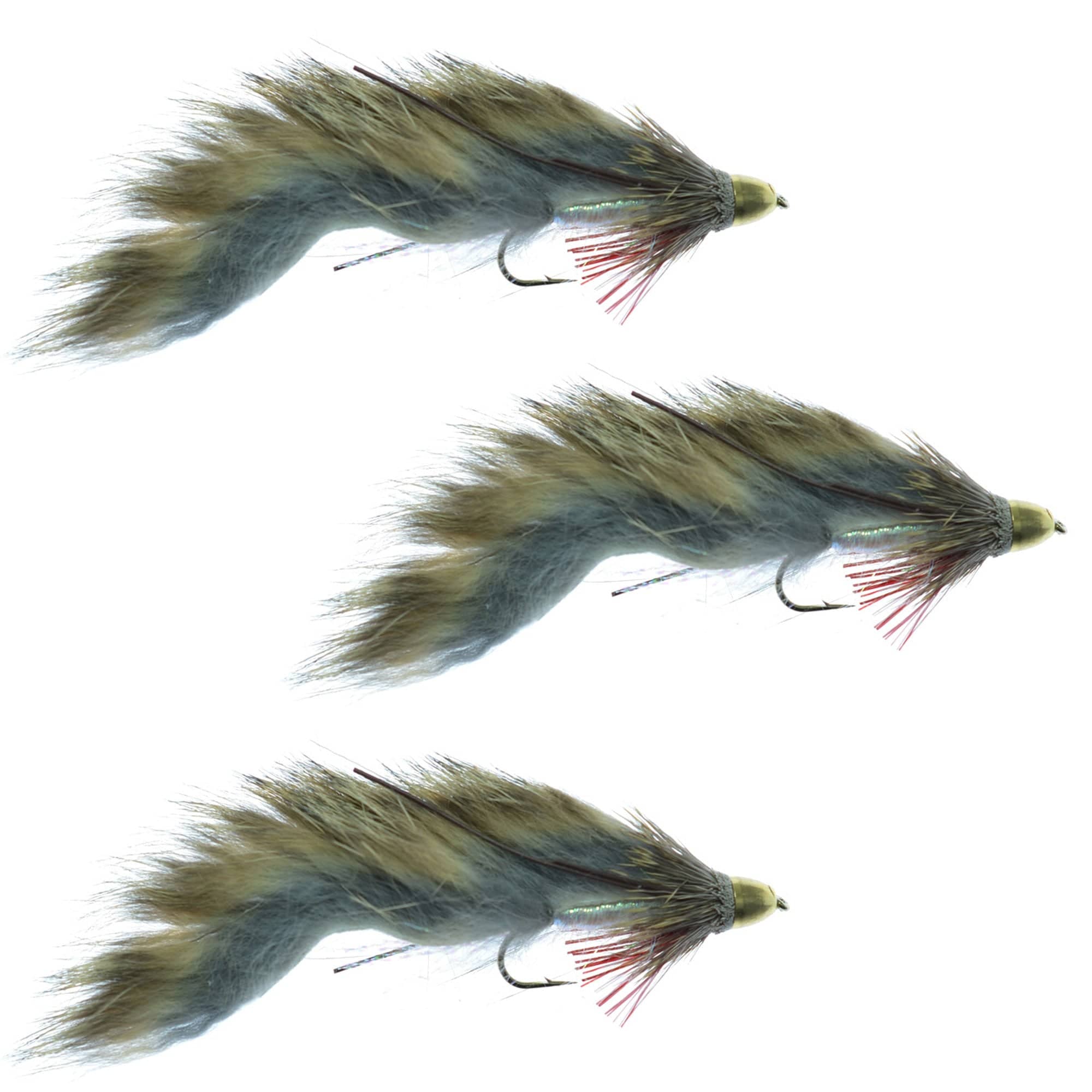 The Fly Fishing Place Trout Wet Flies 3 Pack ConeHead Zuddler Trout and Bass Streamer Fly -Lunchables - Natural - Hook Size 4