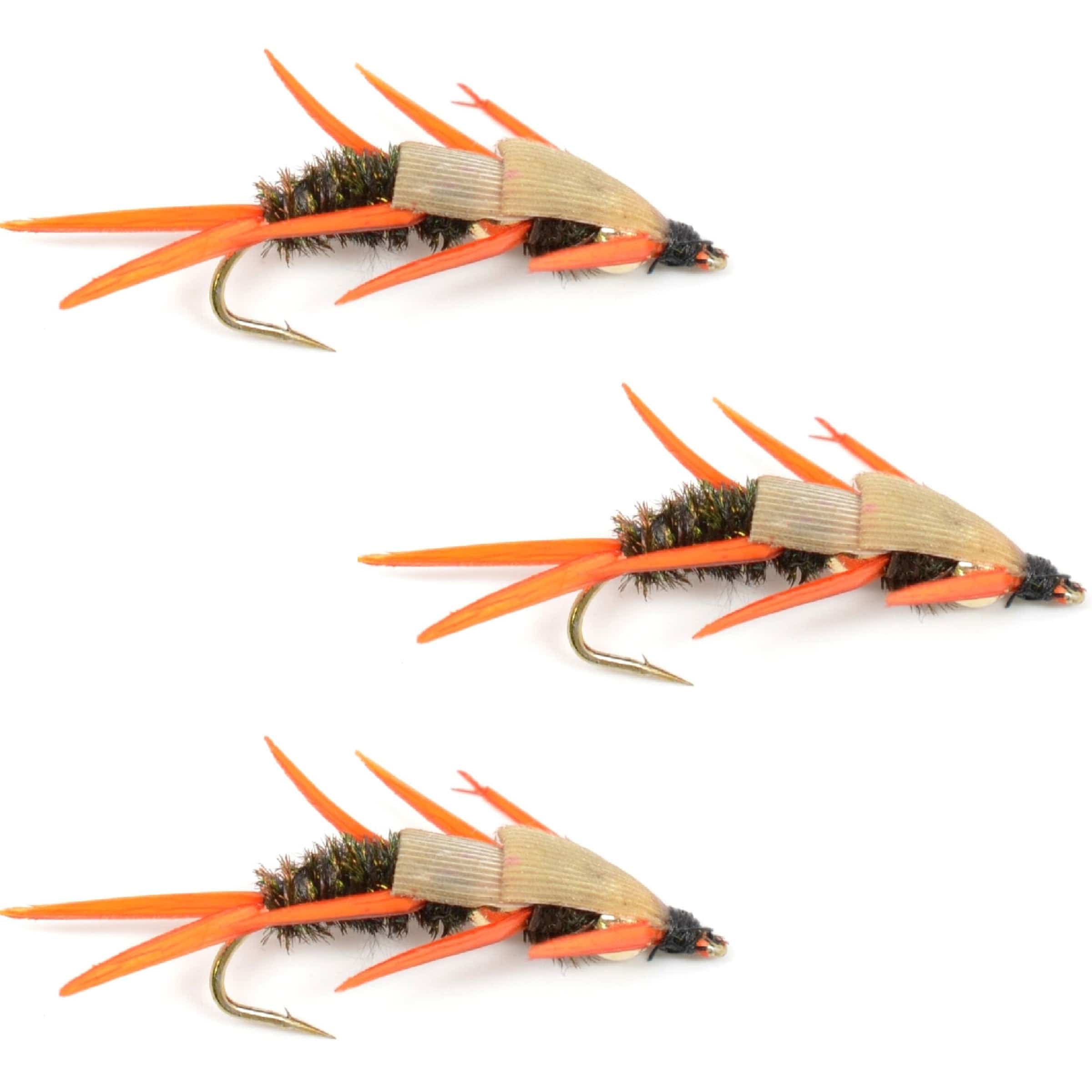The Fly Fishing Place Trout Wet Flies 3 Pack Double Bead Peacock Stonefly Nymph with Amber Biot Legs Fly Fishing Flies - Trout and Bass Wet Fly Pattern - Hook Size 10