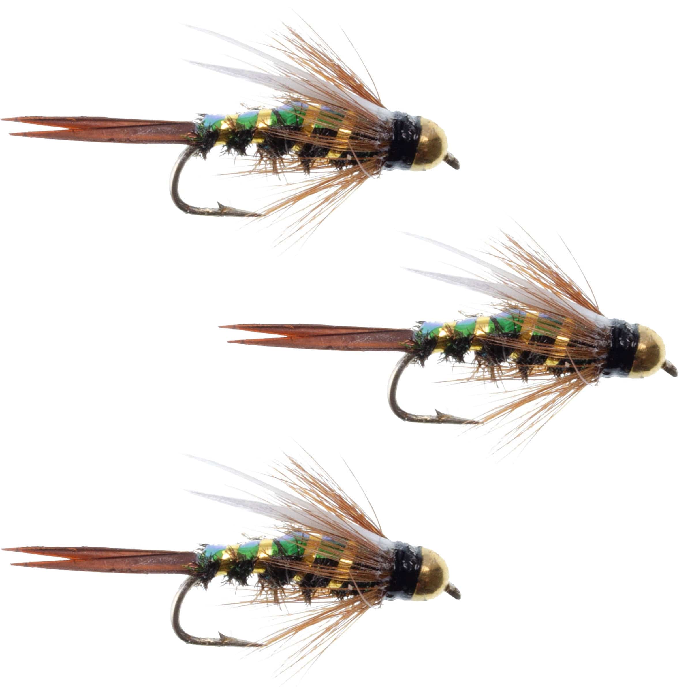 The Fly Fishing Place Trout Wet Flies 3 Pack Flash Back Tungsten Bead Head Prince Nymph Fly Fishing Flies - Hook Size 10