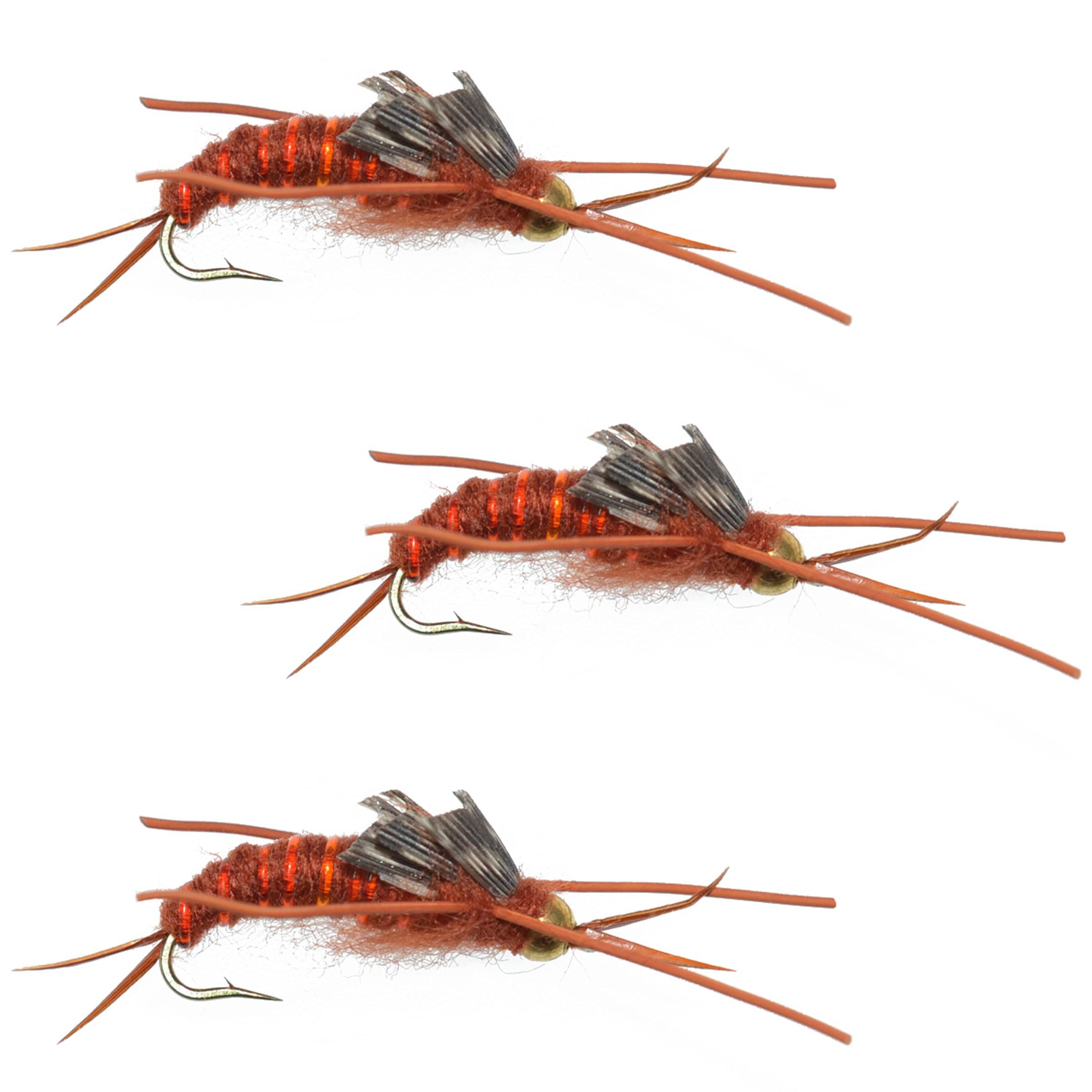 The Fly Fishing Place Trout Wet Flies 3 Pack Gold Bead Kaufmann's Brown Stone Fly with Rubber Legs - Stonefly Wet Fly - Hook Size 6