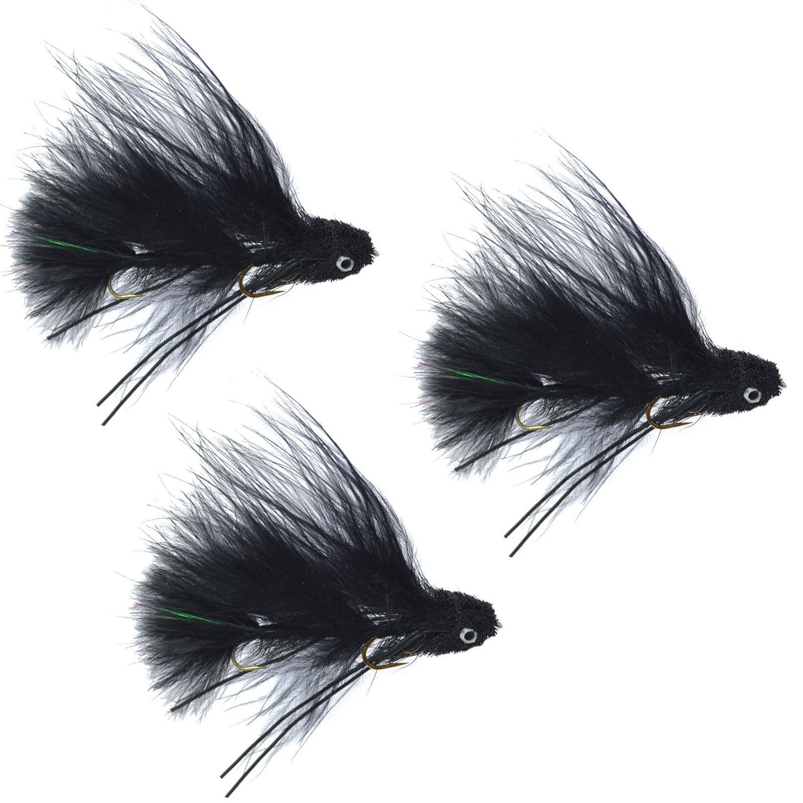 The Fly Fishing Place Trout Wet Flies 3 Pack Mini Sex Dungeon Streamer Black- Size 6 - Articulated Trout Bass Steelhead Salmon and Bass Fly Fishing Flies
