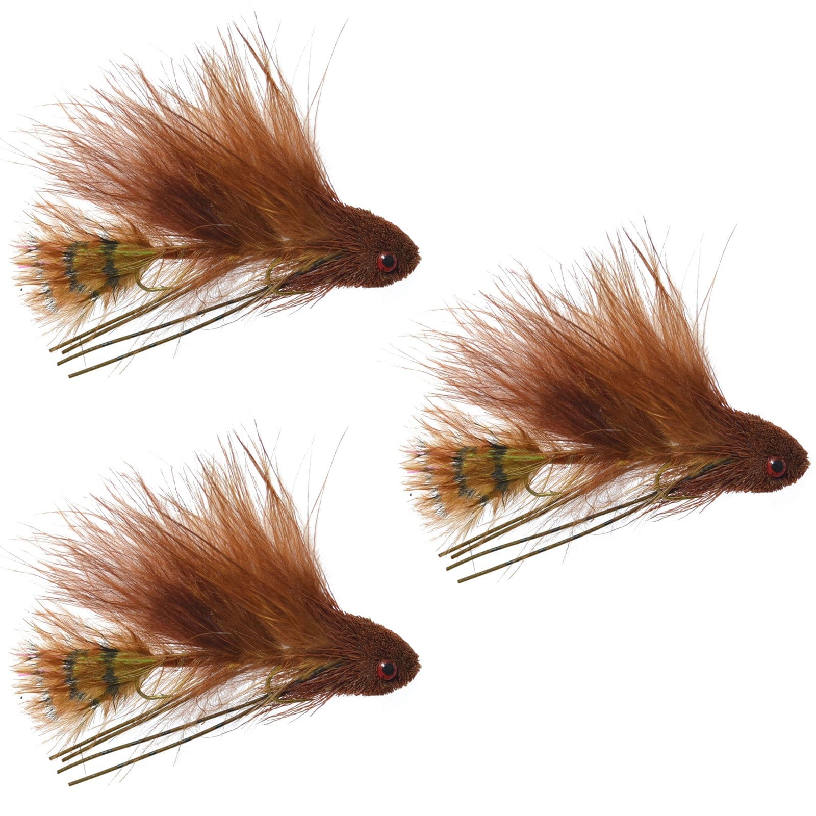 The Fly Fishing Place Trout Wet Flies 3 Pack Mini Sex Dungeon Streamer Brown- Size 6 - Articulated Trout Bass Steelhead Salmon and Bass Fly Fishing Flies