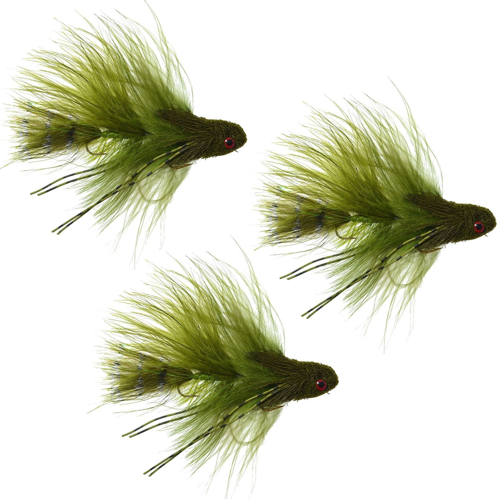 The Fly Fishing Place Trout Wet Flies 3 Pack Mini Sex Dungeon Streamer Olive - Size 6 - Articulated Trout Bass Steelhead Salmon and Bass Fly Fishing Flies