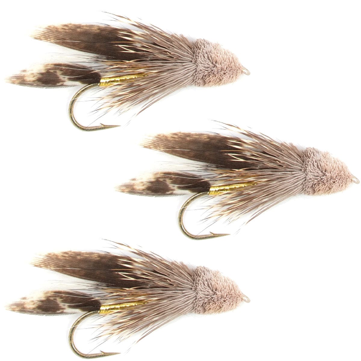 The Fly Fishing Place Trout Wet Flies 3 Pack Muddler Minnow Trout and Bass Streamer Fly - Hook Size 4