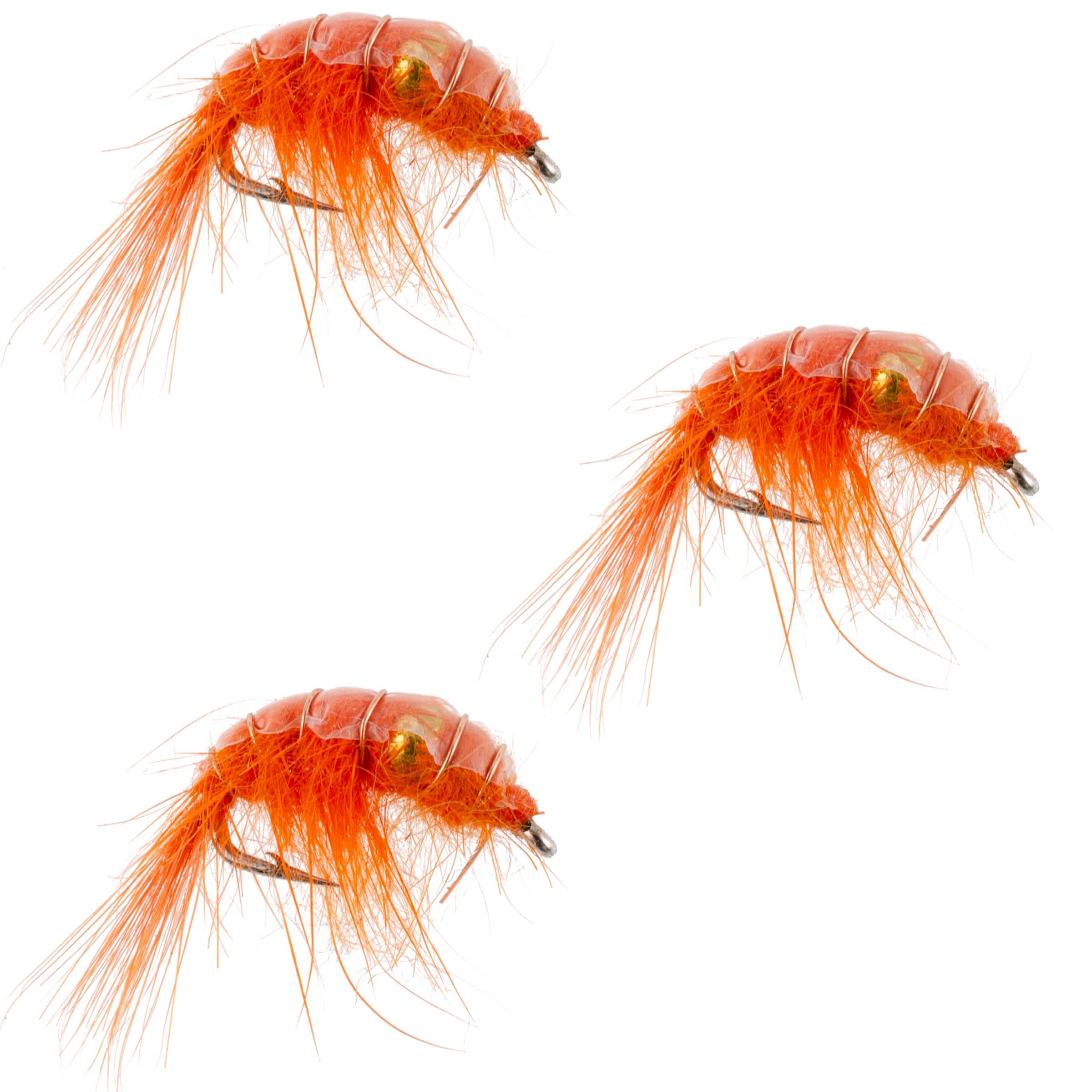 The Fly Fishing Place Trout Wet Flies 3 Pack Orange Beaded Shrimp Scud Pattern - Size 12 - Tailwater Lake Fly Fishing Nymph Flies