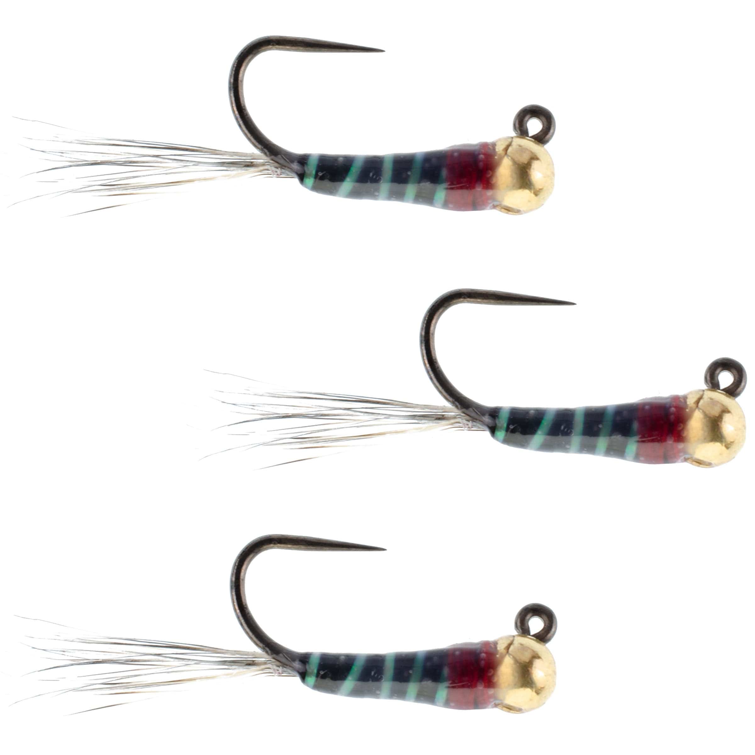 The Fly Fishing Place Trout Wet Flies 3 Pack Tungsten Bead Black Perdigon Tactical Jig Czech Euro Nymph Spanish Nymphing Fly - Hook Size 14