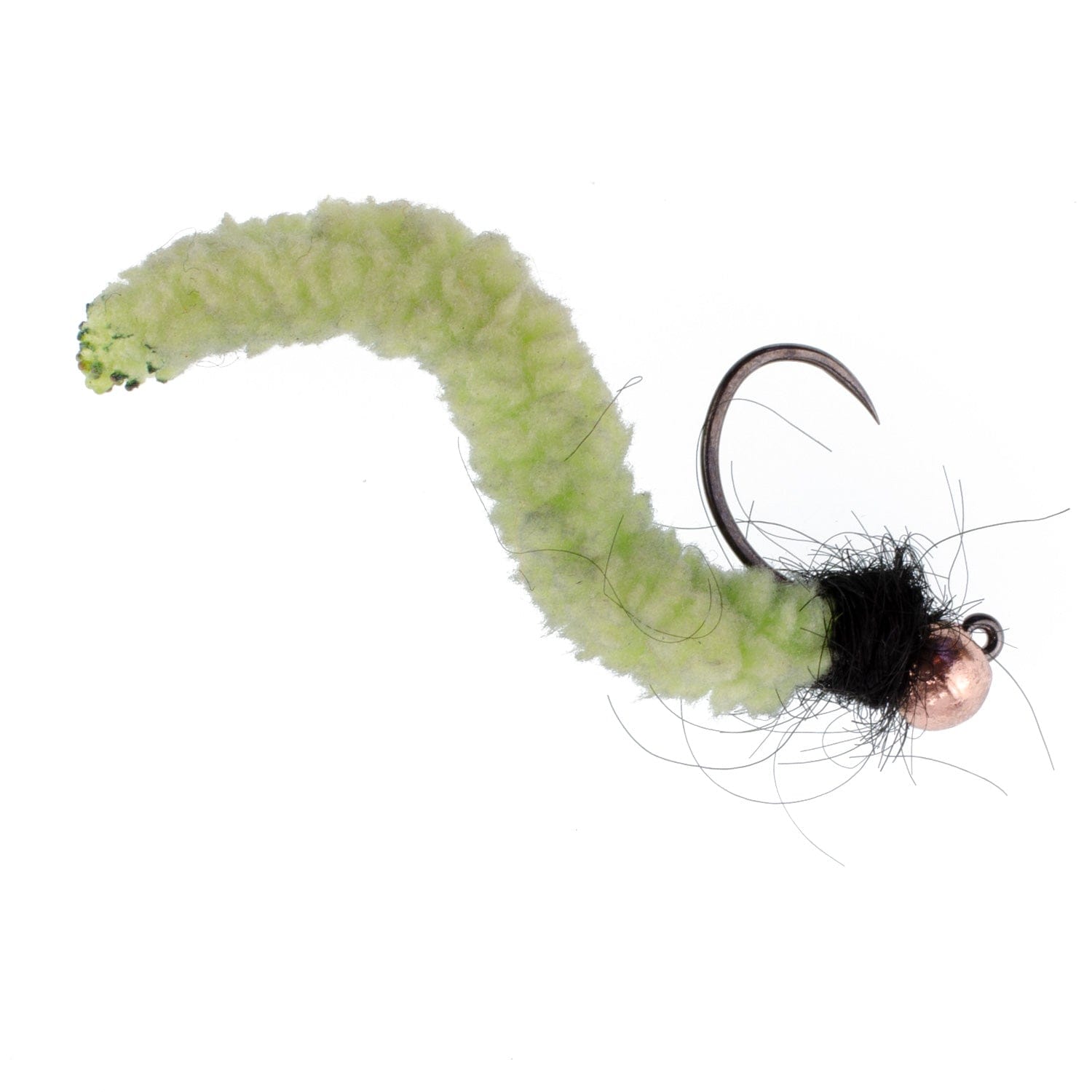 The Fly Fishing Place Trout Wet Flies 3 Pack Tungsten Bead Chartreuse Wormy Mop Fly Tactical Jig Czech Euro Nymph Barbless Fly -  Size 14