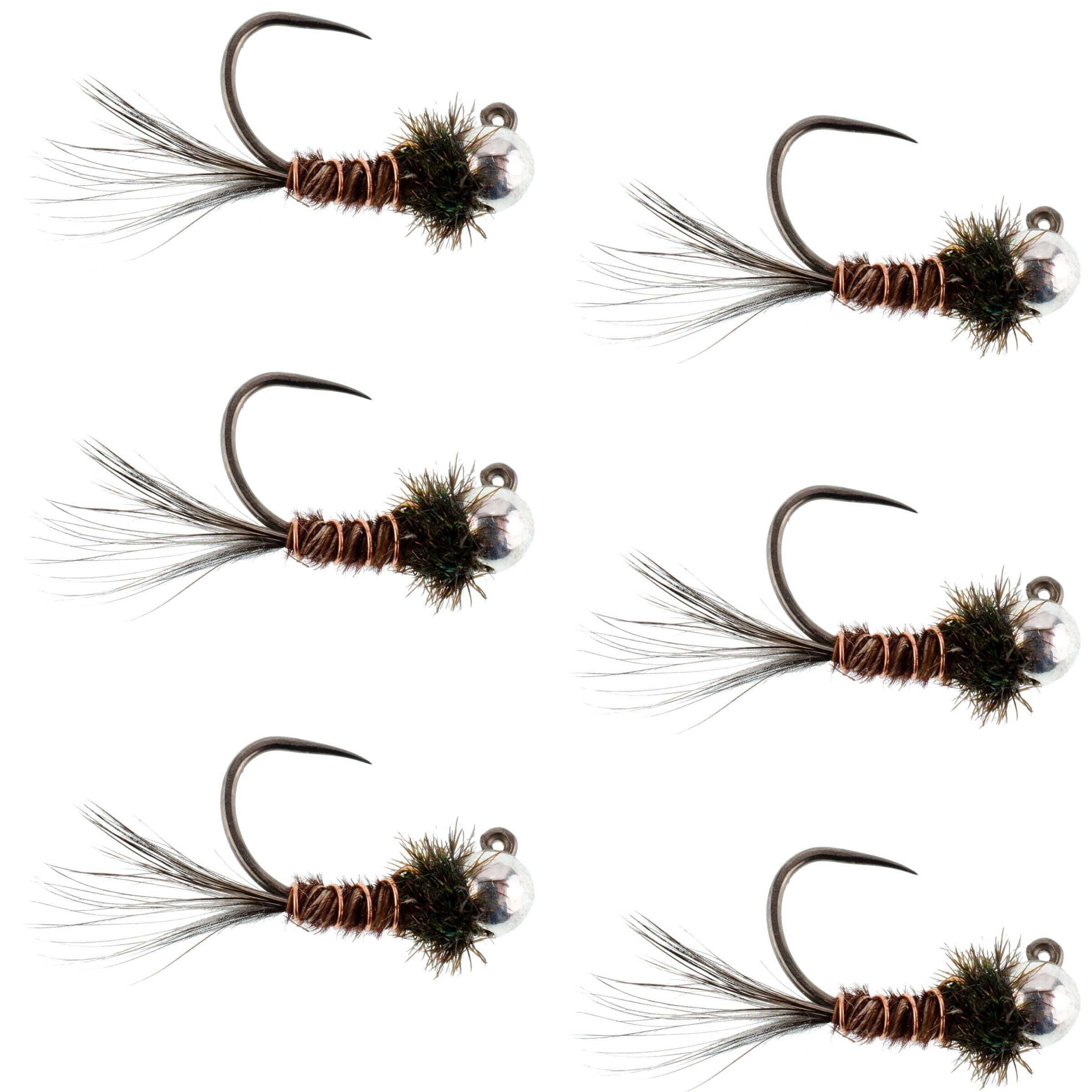The Fly Fishing Place Trout Wet Flies 3 Pack Tungsten Bead Pheasant Tail Tactical Jig Czech Nymph Euro Nymphing Fly - 6 Hook Size 16