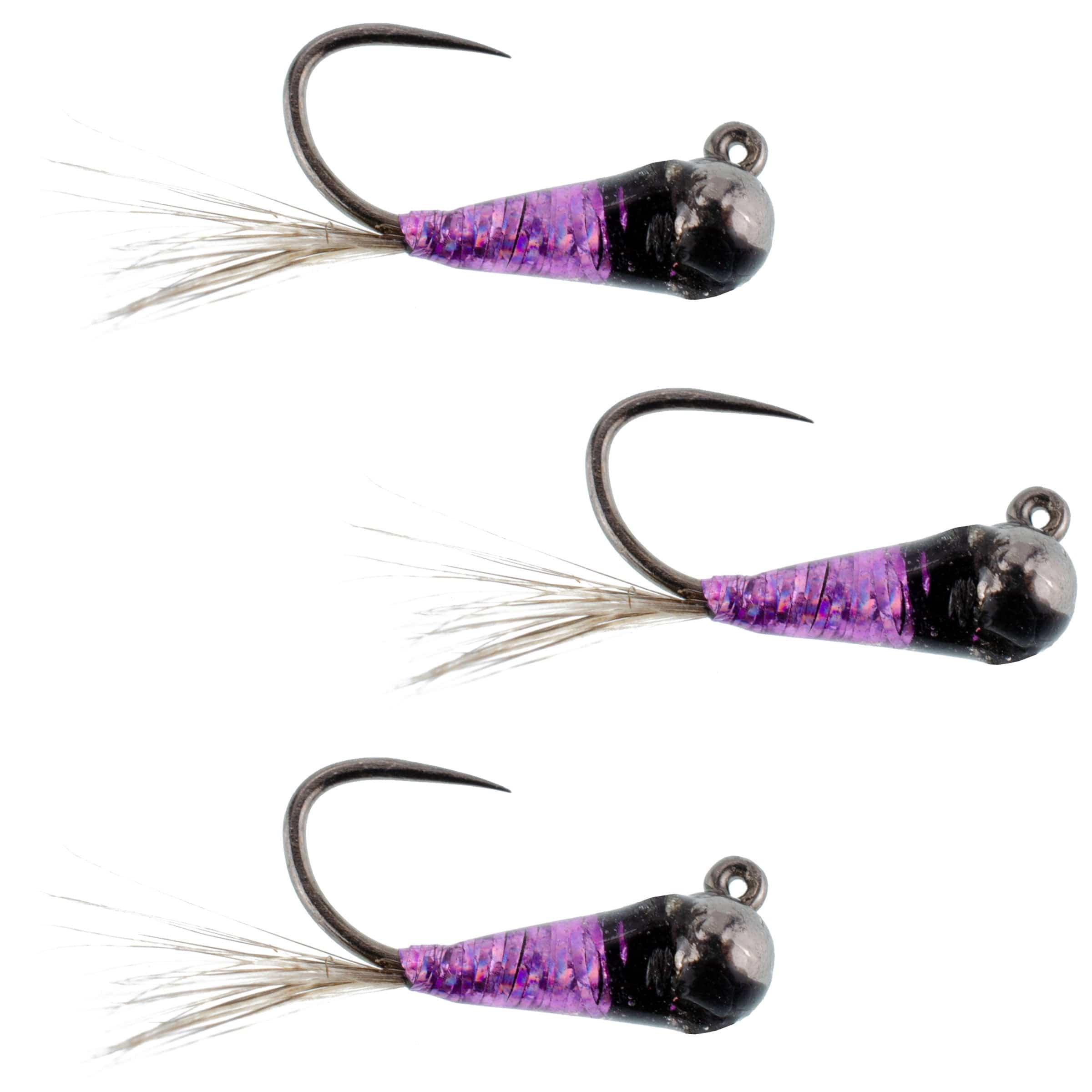 The Fly Fishing Place Trout Wet Flies 3 Pack Tungsten Bead Purple Perdigon Tactical Jig Spanish Czech Euro Nymph Fly - Hook  Size 16