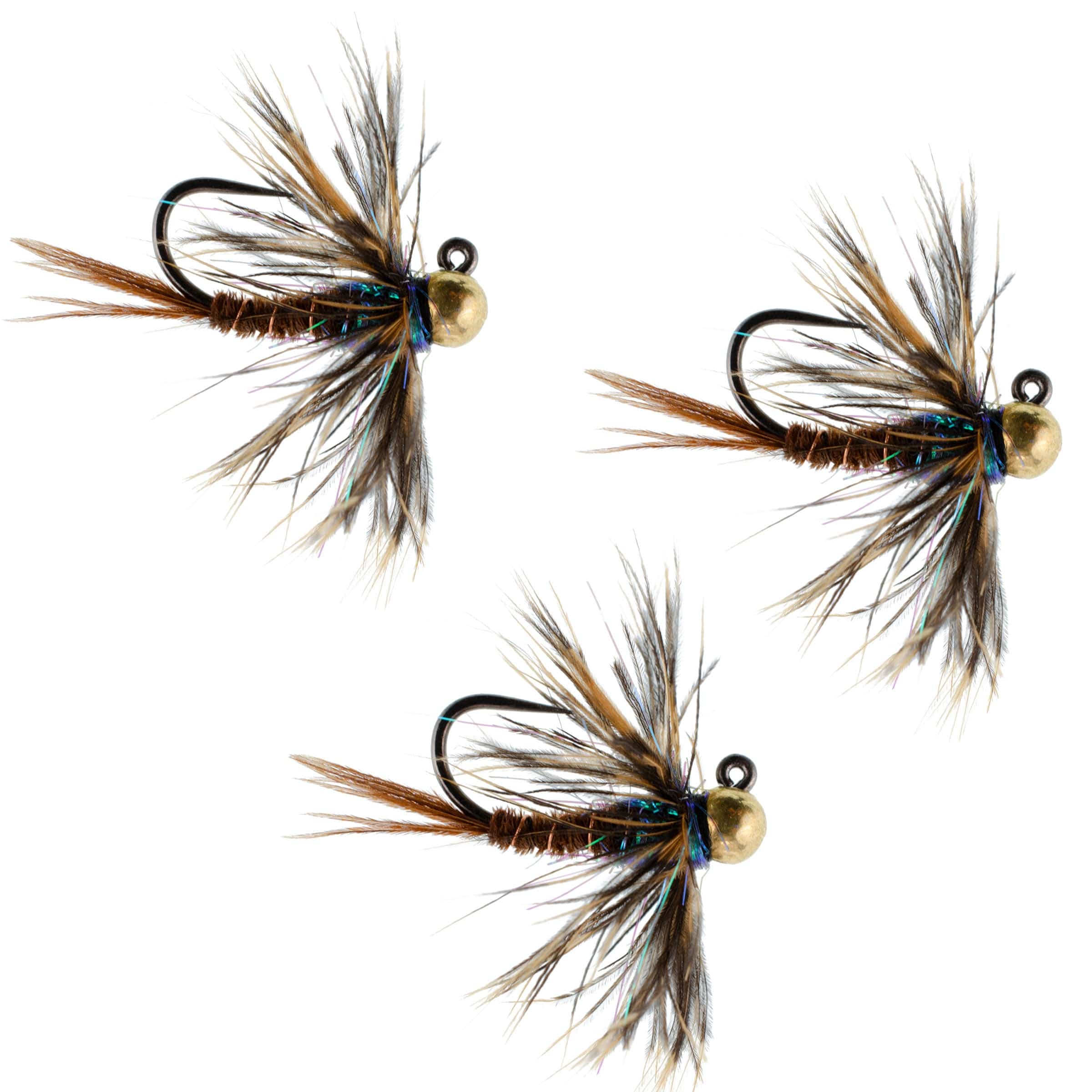 The Fly Fishing Place Trout Wet Flies 3 Pack Tungsten Bead Soft Hackle Pheasant Tail Tactical Jig Czech Nymph Euro Nymphing Fly - Hook Size 12