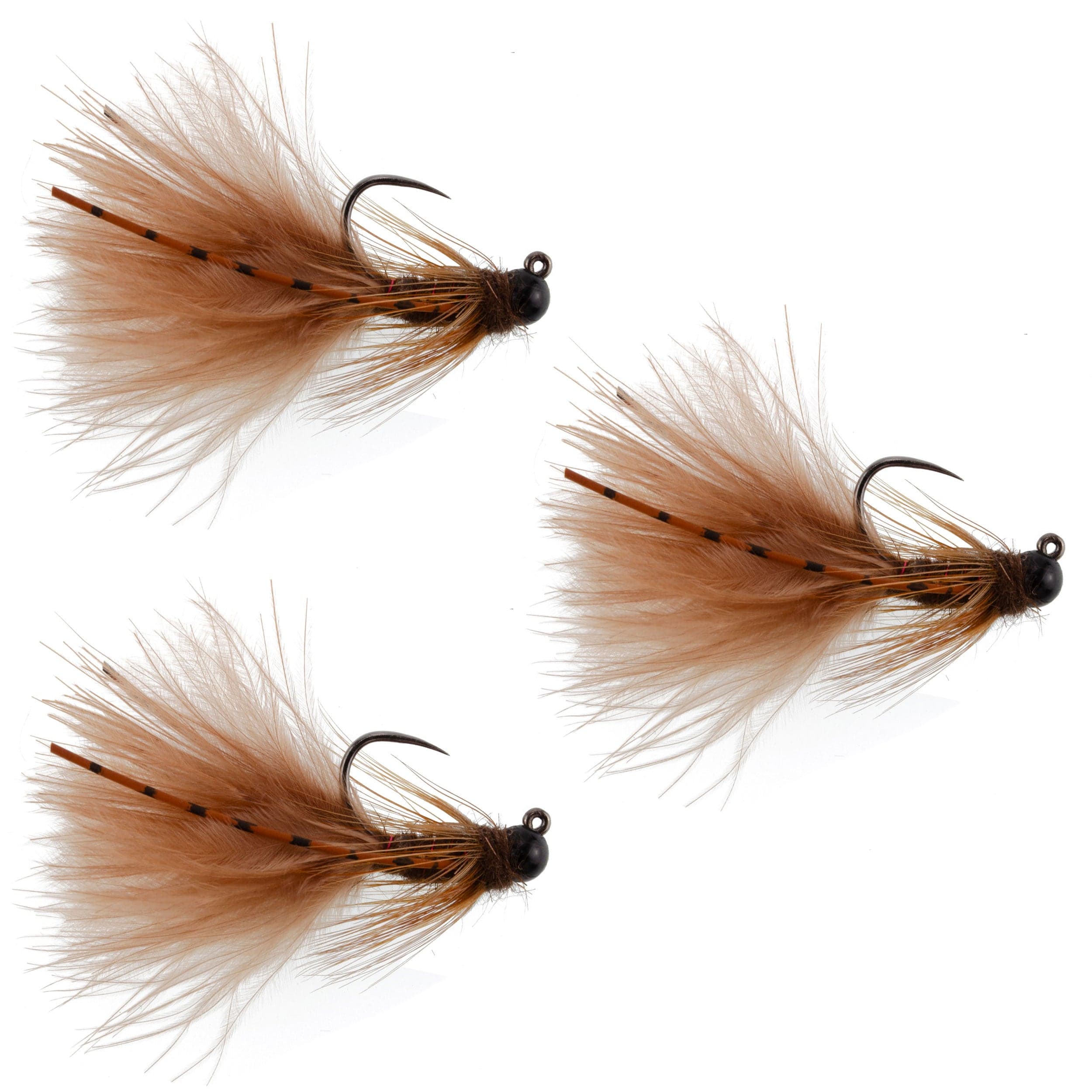 The Fly Fishing Place Trout Wet Flies 3 Pack Tungsten Bead Tactical Brown Mini Bugger Czech Nymph Euro Nymphing Fly - 3 Flies Size 12
