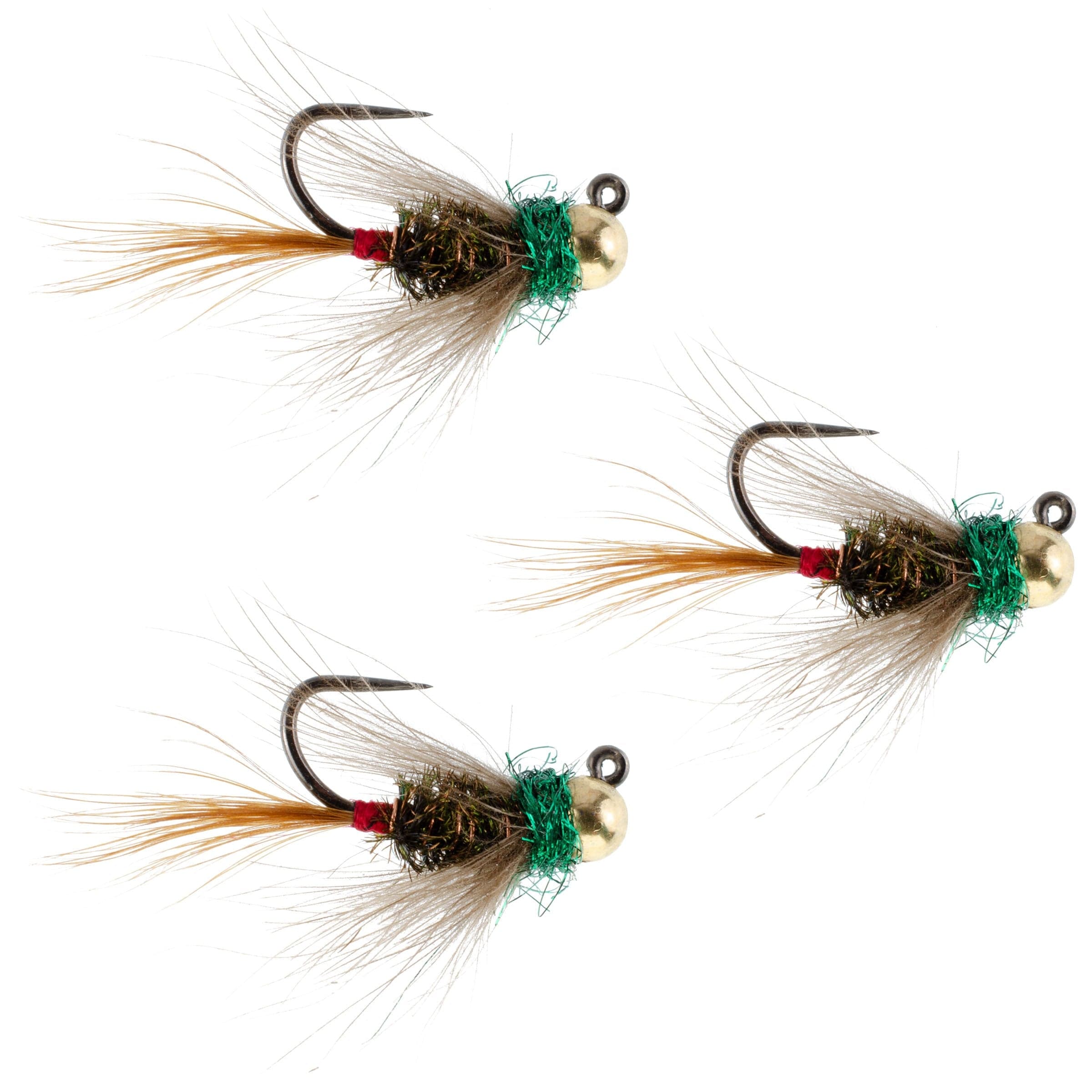The Fly Fishing Place Trout Wet Flies 3 Pack Tungsten Bead Tactical CDC Frenchie Czech Nymph Euro Nymphing Fly - Hook Size 14